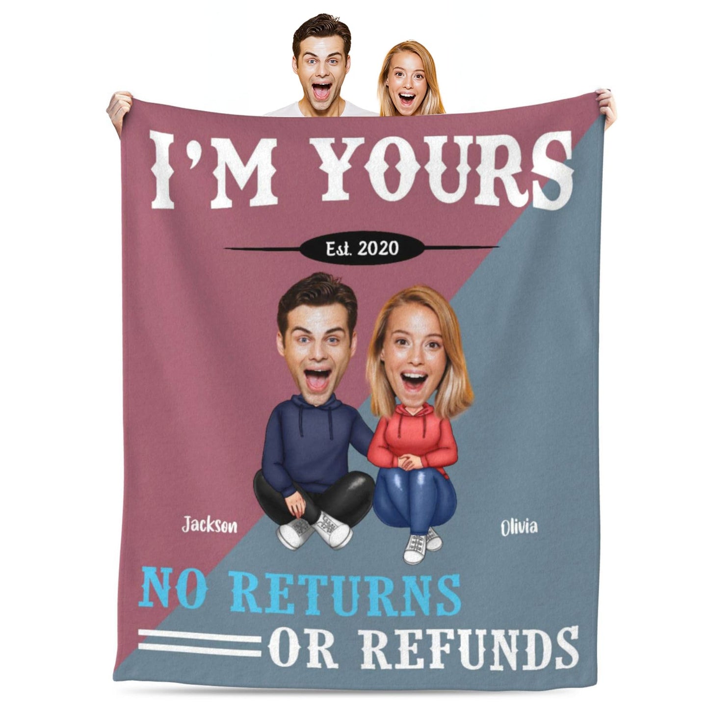 BHSHOH Personalized Couple Portrait Blanket for Girlfriend Boyfriend Love Custom Anniversary Blanket Gifts for Husband Wife Wedding Valentine’s Day Gifts Man Woman Throw (06)
