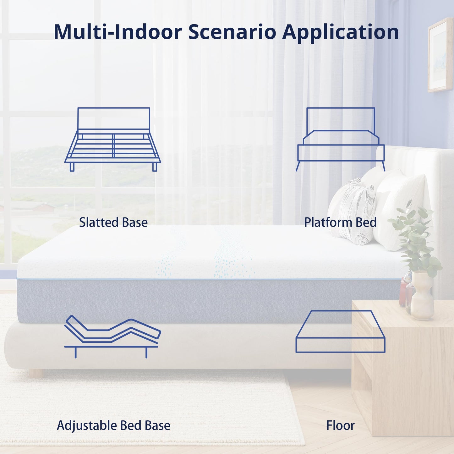 EGOHOME 12 Inch Queen Mattress, Gel Memory Foam with Charcoal, Fiberglass Free, CertiPUR-US Certified, Temperature-Regulating, Machine Washable Cover, 80" x 60" x 12", Medium