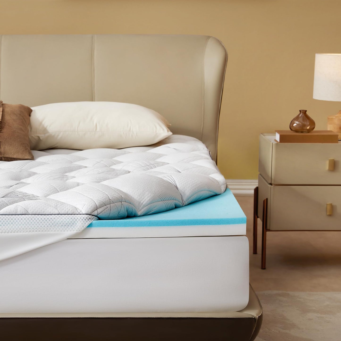 Bedlore 4-Inch King Mattress Topper for Back Pain - Dual Layer Medium Support (2" Gel Memory Foam + 2" Cooling Fluffy Pillow Top Pad), Breathable & Pressure Relief (White)
