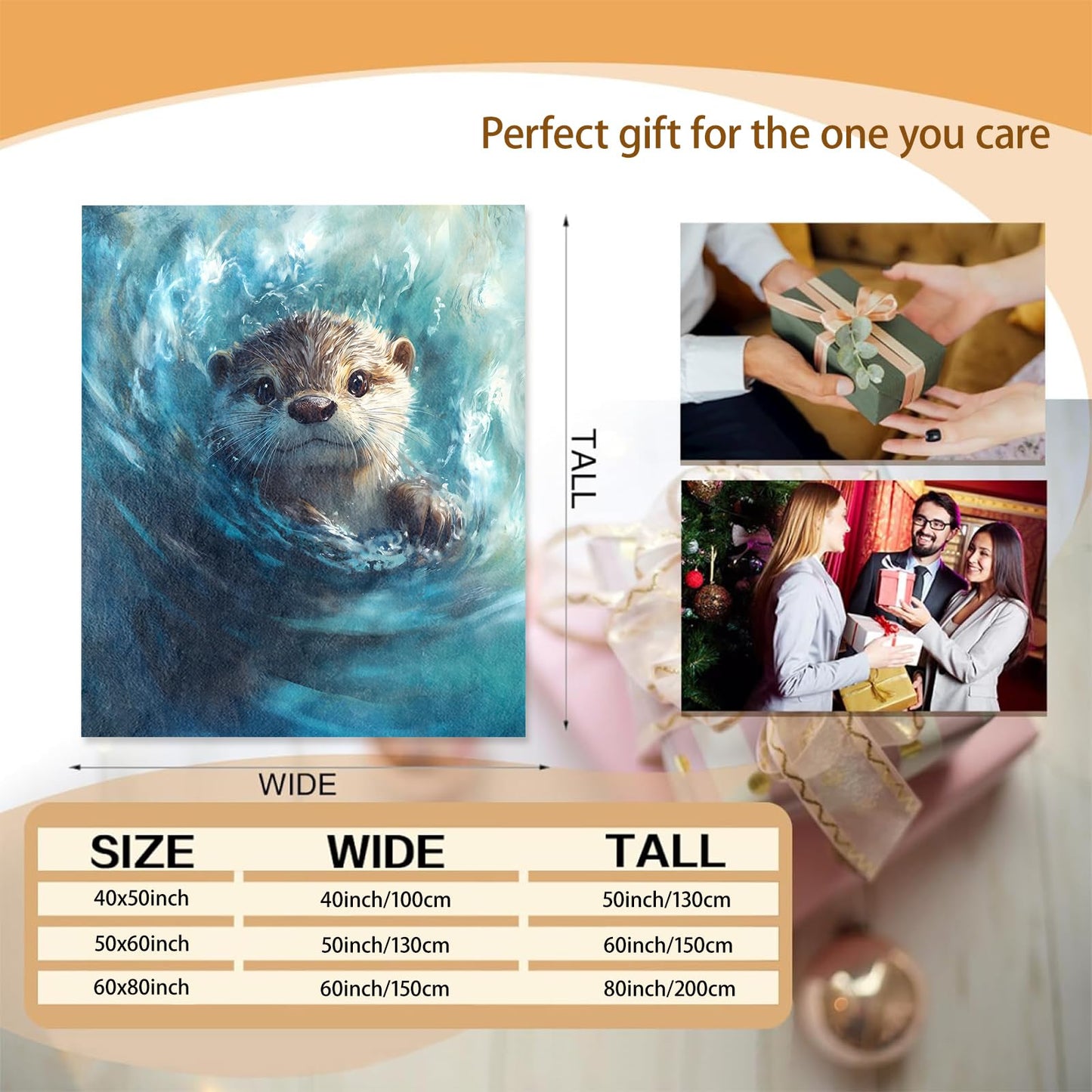 Mounidso Otter Blanket, Otter Themed Flannel Blanket Gifts for Women, Soft Warm Lightweight Blankets for Living Room Home Travel Decor 50" x 60"