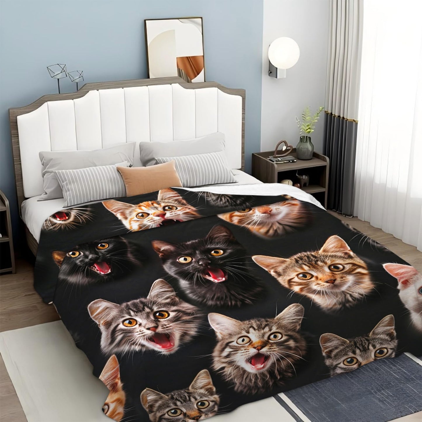 Tijuboni Cats Throw Blanket Cat Gifts for Girls Boys Women Men Kids Adults Soft Flannel Fleece Blanket for Couch Sofa Bed Home Decor 40"x50"
