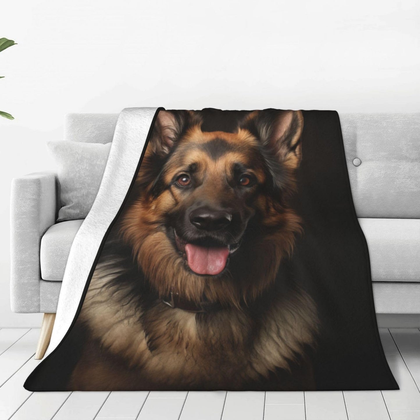 German Shepherd Plush Blanket for Boys & Girls, Super Soft Dog Lovers Gift, Animal Theme Pet Blanket for Bed & Sofa, Valentine's Day Decor, 60x50 inch