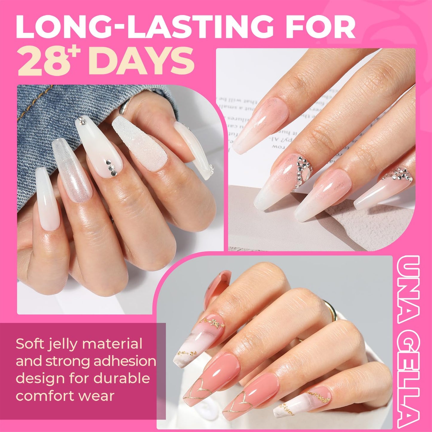 UNA GELLA Long Coffin Nail Tips, 504pcs Pre-Shape Fake Nails Half Matte Full Cover Acrylic Gel Nail Tips Clear Long Coffin Press On Nails Home DIY Extension 12 Sizes Gelly Tips