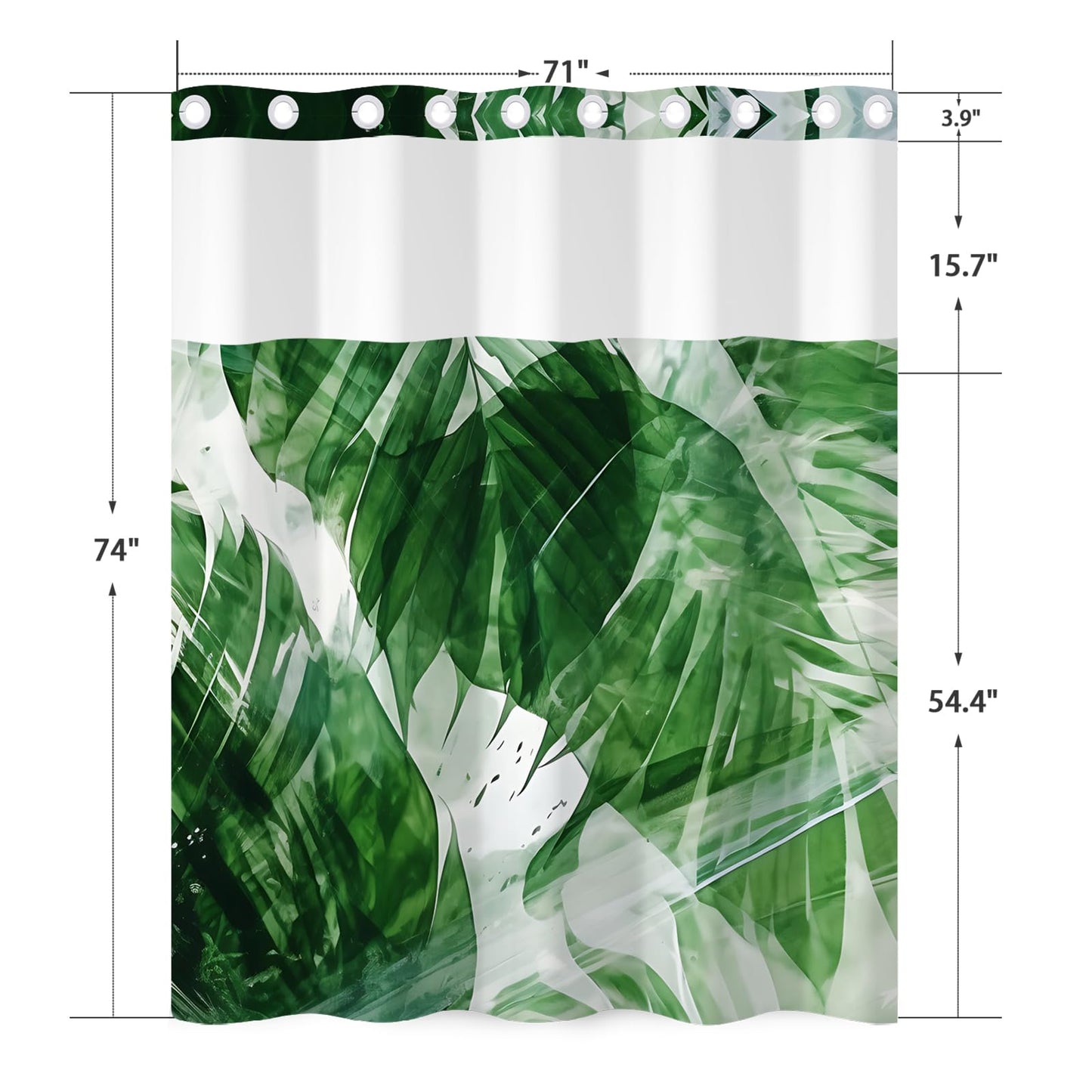 NAEMBCU Tropical Shower Curtain with Snap in Liner 71x74 Inch