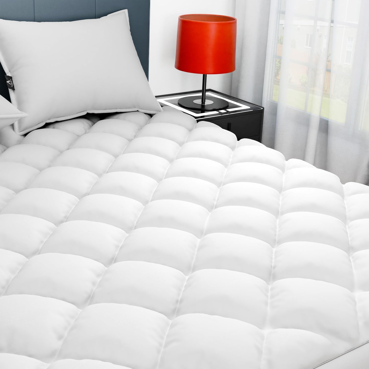 Sunflower Queen Mattress Pad, Hypoallergenic Cotton Mattress Cover, 18-22" Extra Deep Pocket Quilted Protector, Breathable&Noiseless