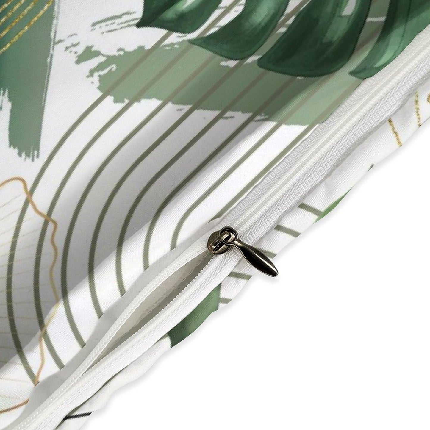 Lnepty Boho Leaf Bedding Set,Mid Century Palm Tropical Leaf Abstract Geometric Modern Minimalism Green Comforter Set with Pillowcase for Bedroom Bed Decor，Twin 86"x70"