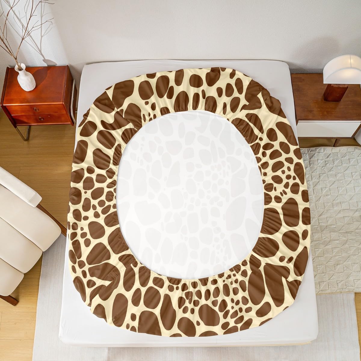 Erosebridal Giraffe Print Bed Sheets Queen for Boys Girls Geometric Brown Giraffe Sheet Set Wild Animal Theme Skin Pattern Sheets for Kids Teens Luxury 4Pcs(1 Flat Sheet,1 Fitted Sheet,2 Pillowcases)…