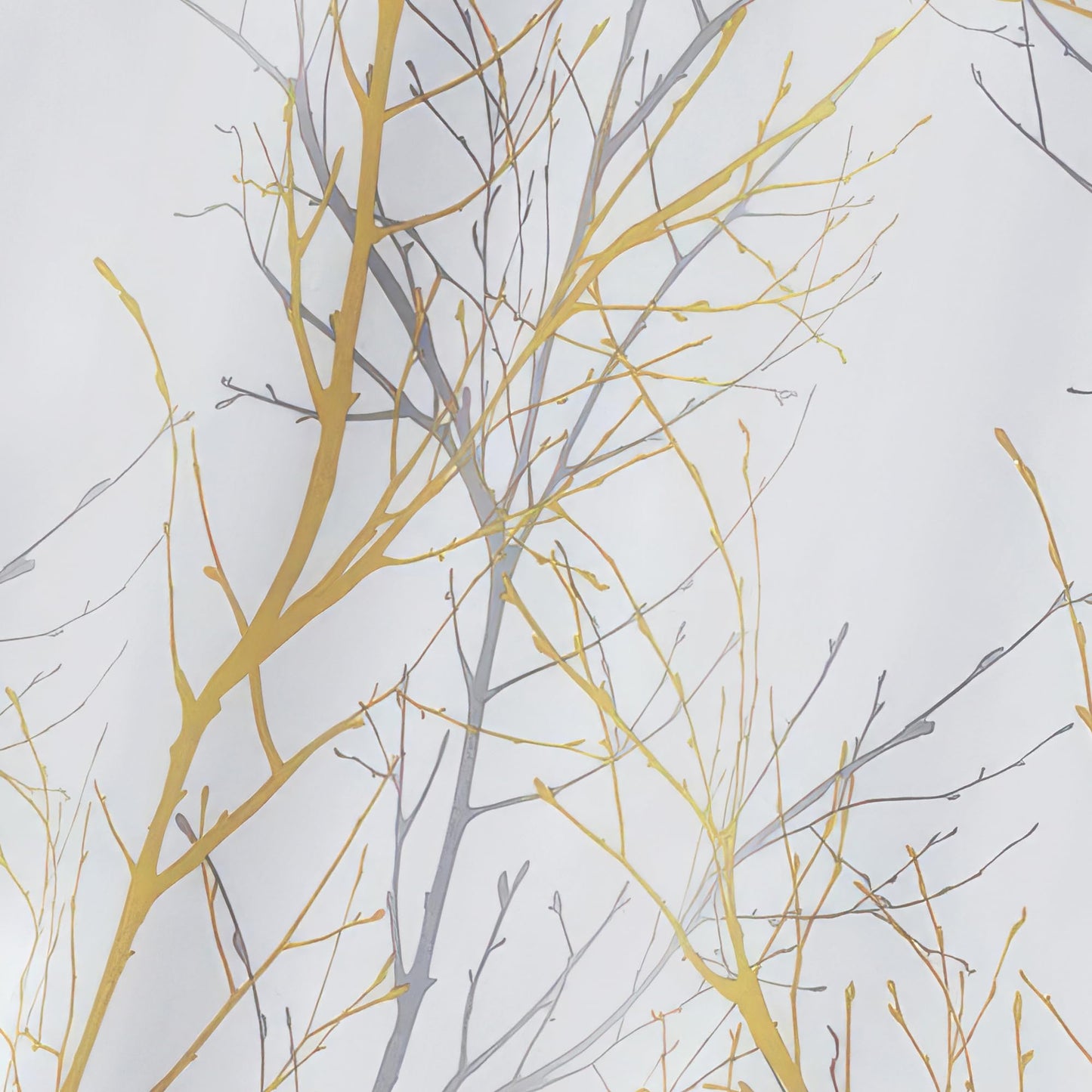 FMFUNCTEX 100% Blackout Yellow on White Tree Curtains for Bedroom, Curtains 84 Inches Long Branch Curtain Panels for Living Room, Room Darkening Thermal Insulated Window Drapes, Grommet Top 2 Panels