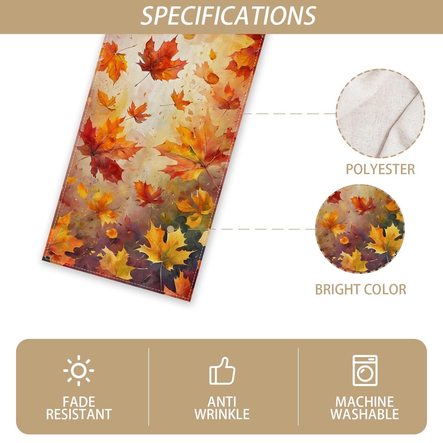 Rvsticty Fall Table Runner,Autumn Thanksgiving Decorations for Home Decor