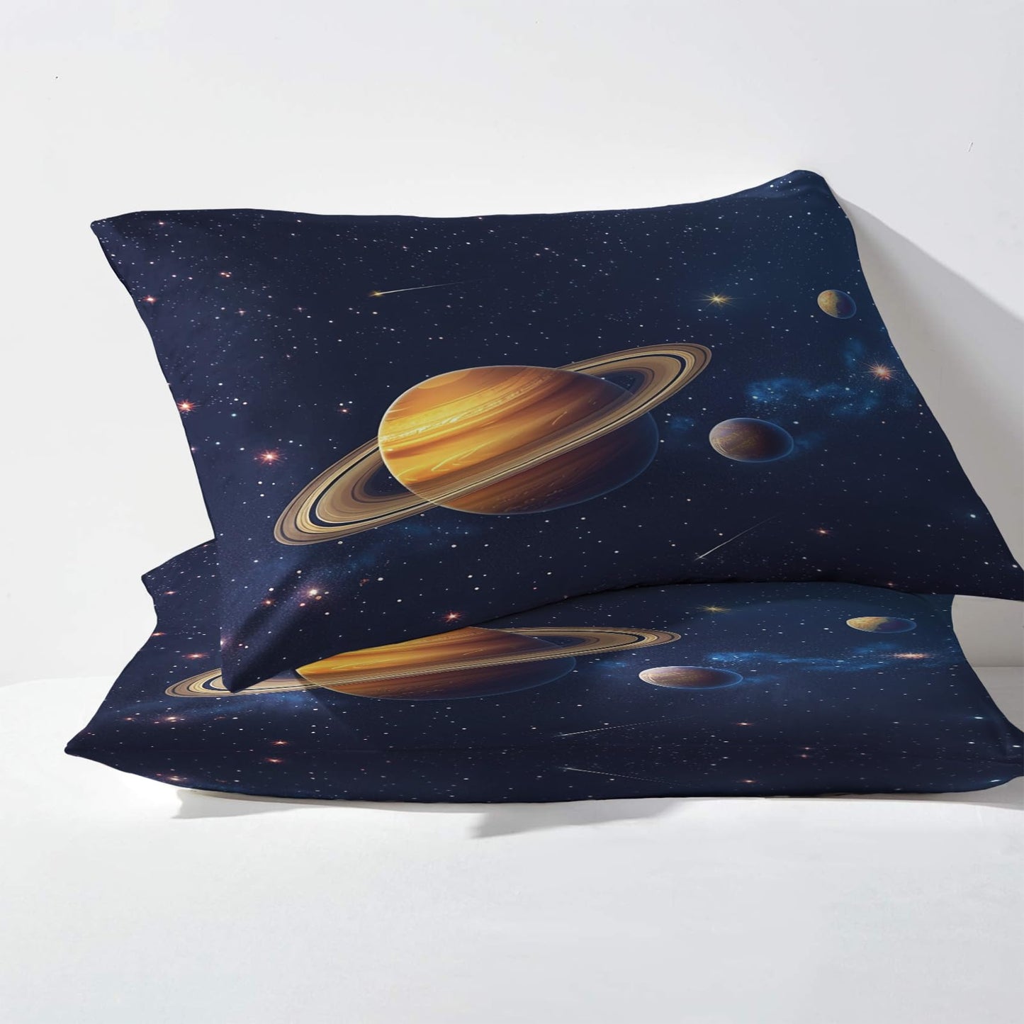 NOGAWA Planet Space Sheets Cal King, Galaxy Bed Sheets, Deep Pocket & Soft Microfiber Bedding Sheets & Pillowcases 4 Piece - Fitted Sheet & Flat Sheet & 2 Pillow Cases