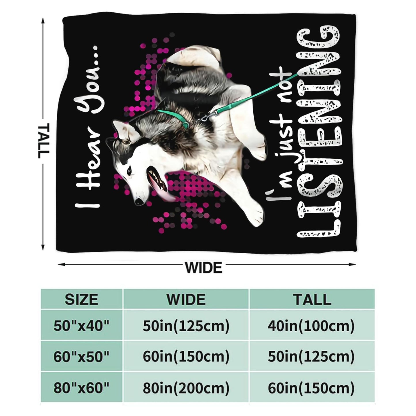 Tijuboni Husky Throw Blanket Dog Gifts for Girls Boys Women Men Kids Adults Soft Flannel Fleece Blanket for Couch Sofa Bed Home Decor 40"x50"