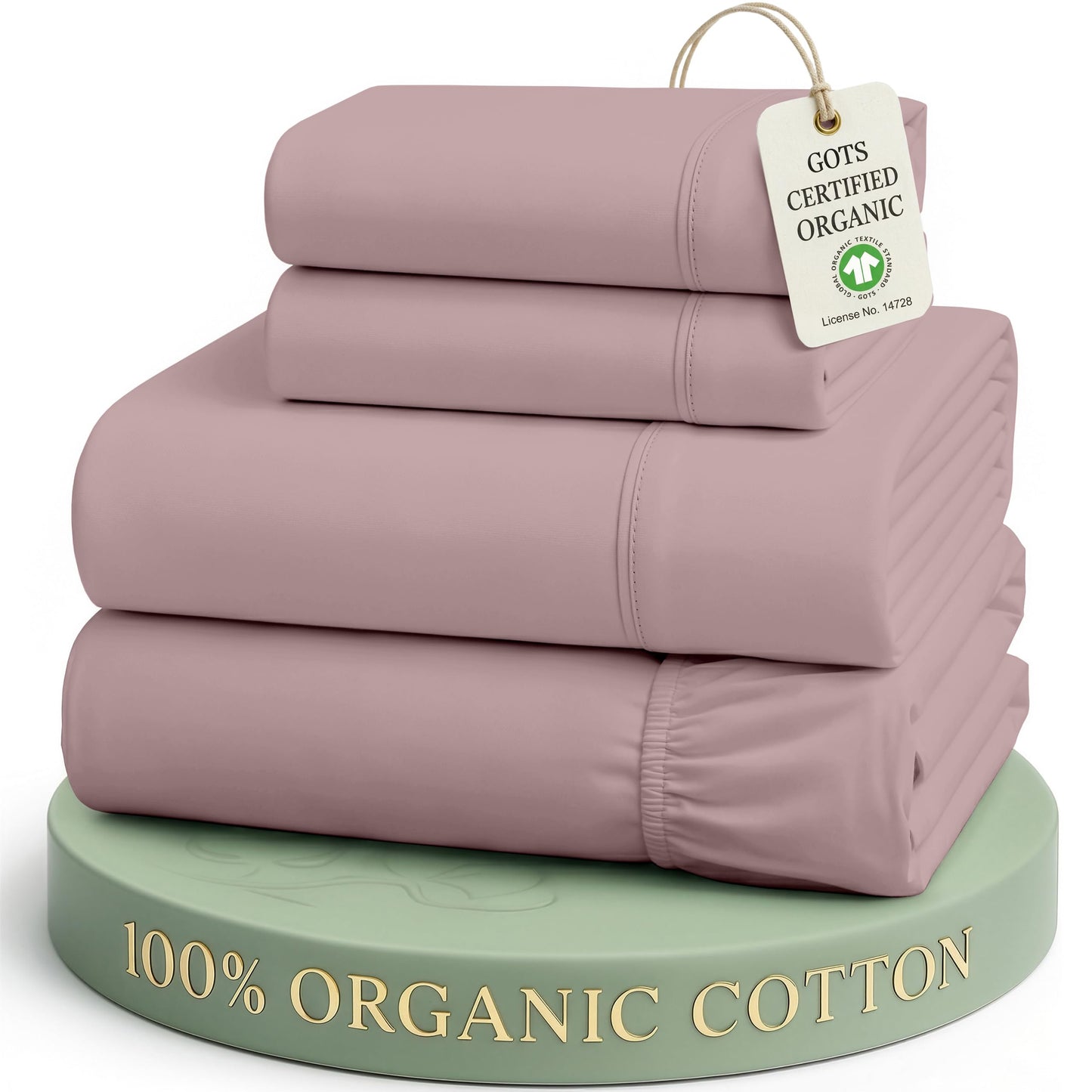 LANE LINEN Cotton Percale Sheets Queen 100% Organic Cotton GOTS Certified Percale Weave Deep Pocket 4 Piece Soft Breathable Cooling Lightweight All Season Machine Washable Crisp - Lilac