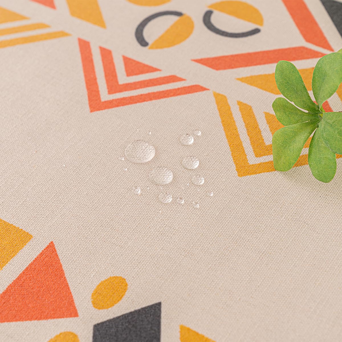 JunWondC Waterproof Bohemian Tablecloth 6-8ft Rectangle Orange Multi Tassel