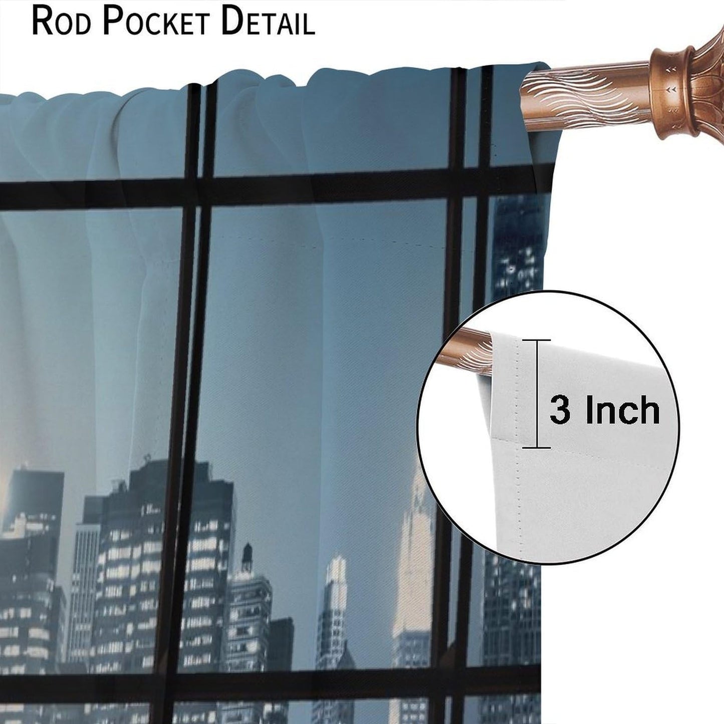 YSWOW City Landscape Blackout Curtains Modern New York City Scenery Night Skyscrapers Art Printed Window Drapes for Bedroom Living Room Decor Fabric 2 Panels 42x45 Inch 30% Shading Rate