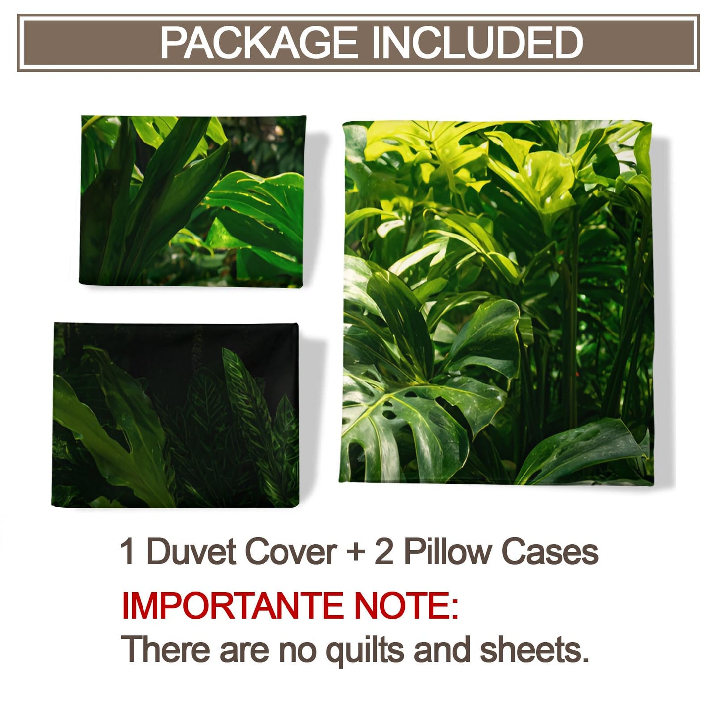GKPLY Tropical Leaves Duvet Cover Full, Monstera Plant Comforter Sets, Green Jungle Bedding Set, 2 Pillow Cases, Zipper & Ties, Soft Microfiber Reversible Print Duvet Cover & Home Decor