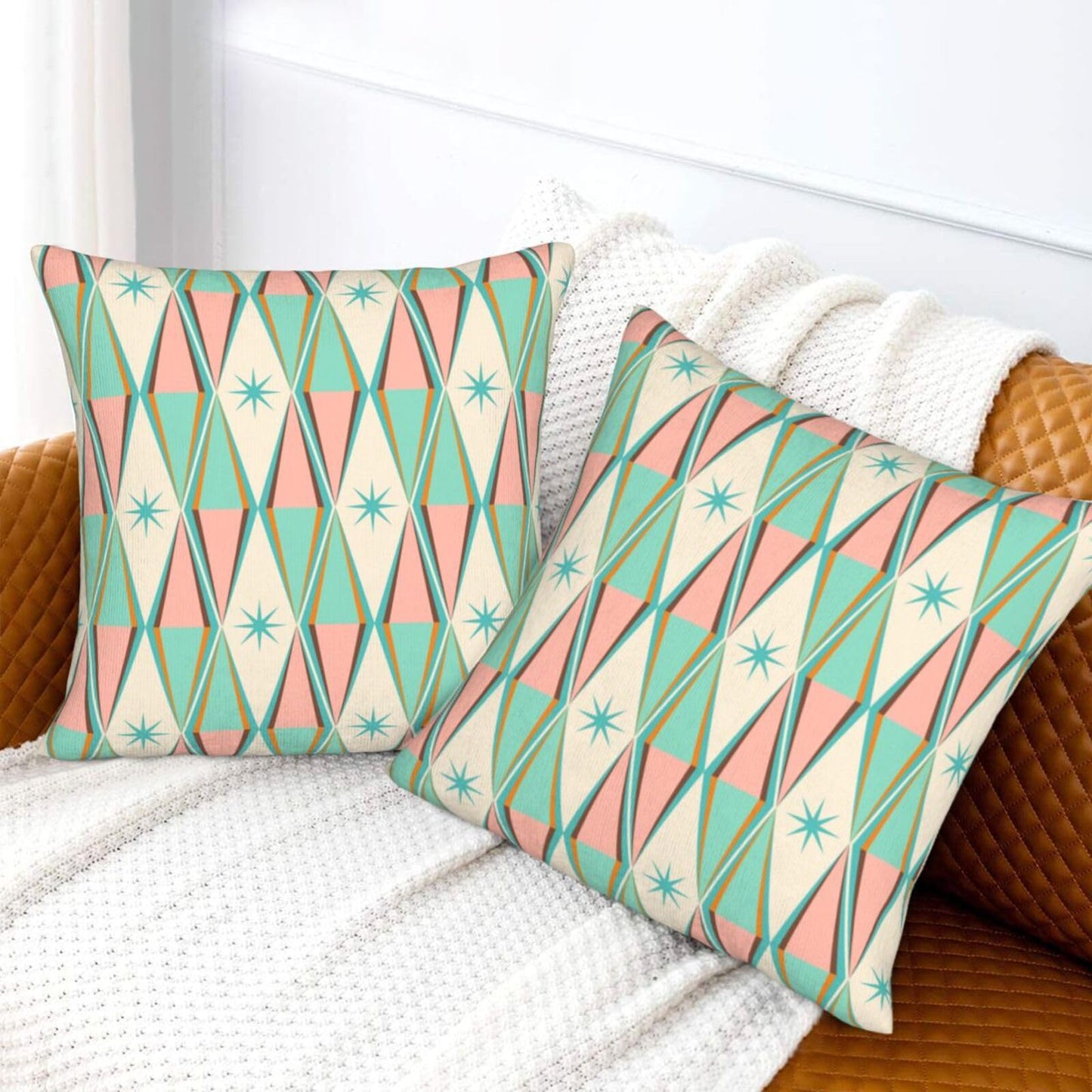 aipoase Mid Century Throw Pillow Covers 18 X 18 Inch Set of 2 Pillow Cases Decoration Cushion Cover for Sofa Bedroom Living Room Outdoor