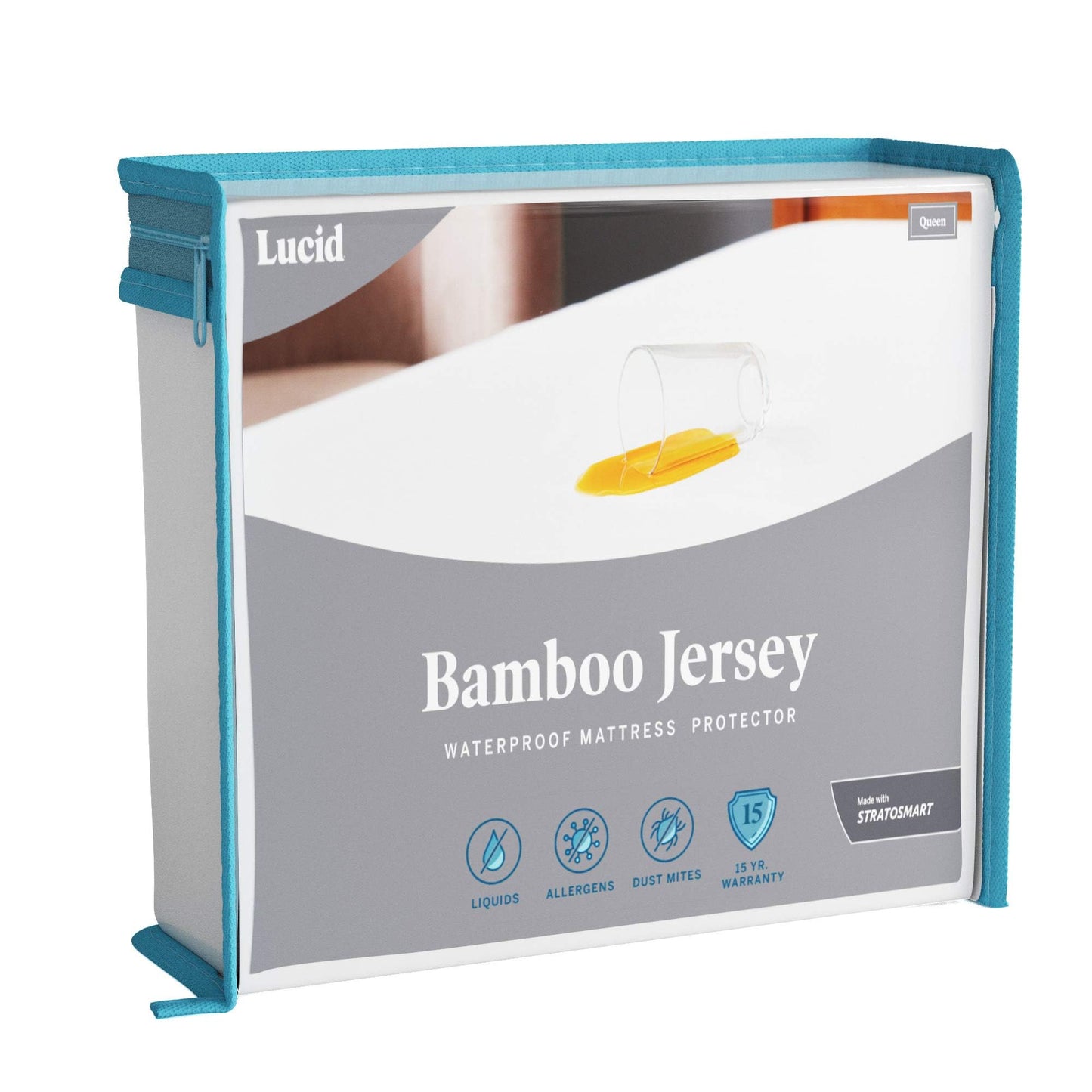LUCID Premium Rayon from Bamboo Jersey Mattress Protector | Full Size Waterproof Mattress Protector | Ultra Soft, Fitted Sheet Style, White