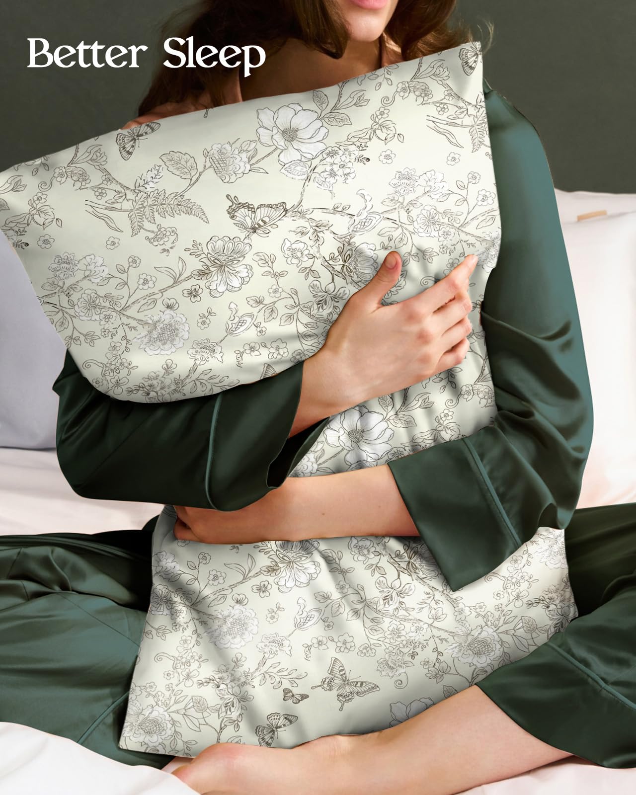 Miss Adola Silk Pillowcase 2 Pack - Pillow Cases 20" x 30" Queen Size Set of 2 for Hair and Skin Smooth Soft Breathable with Hidden Cute Zipper Cooling Pillow Covers for Sleeping, Butterfly