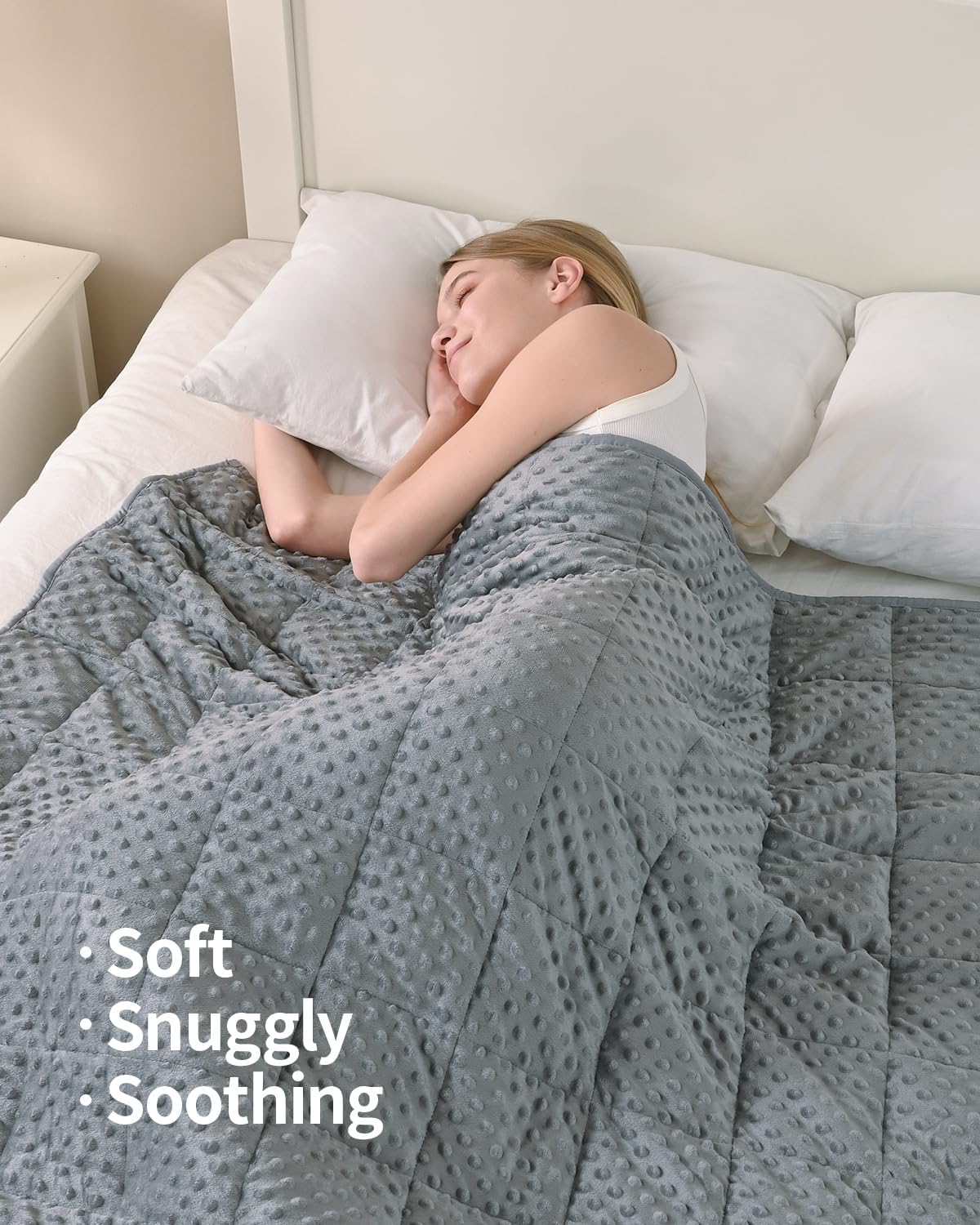 Mr. Sandman Weighted Blanket for Adults Queen Size 18 lbs, Soft Cooling Heavy Minky Blanket for Sleep, Washable Throw Blanket with Glass Beads, 60 x 80 Inches, Grey
