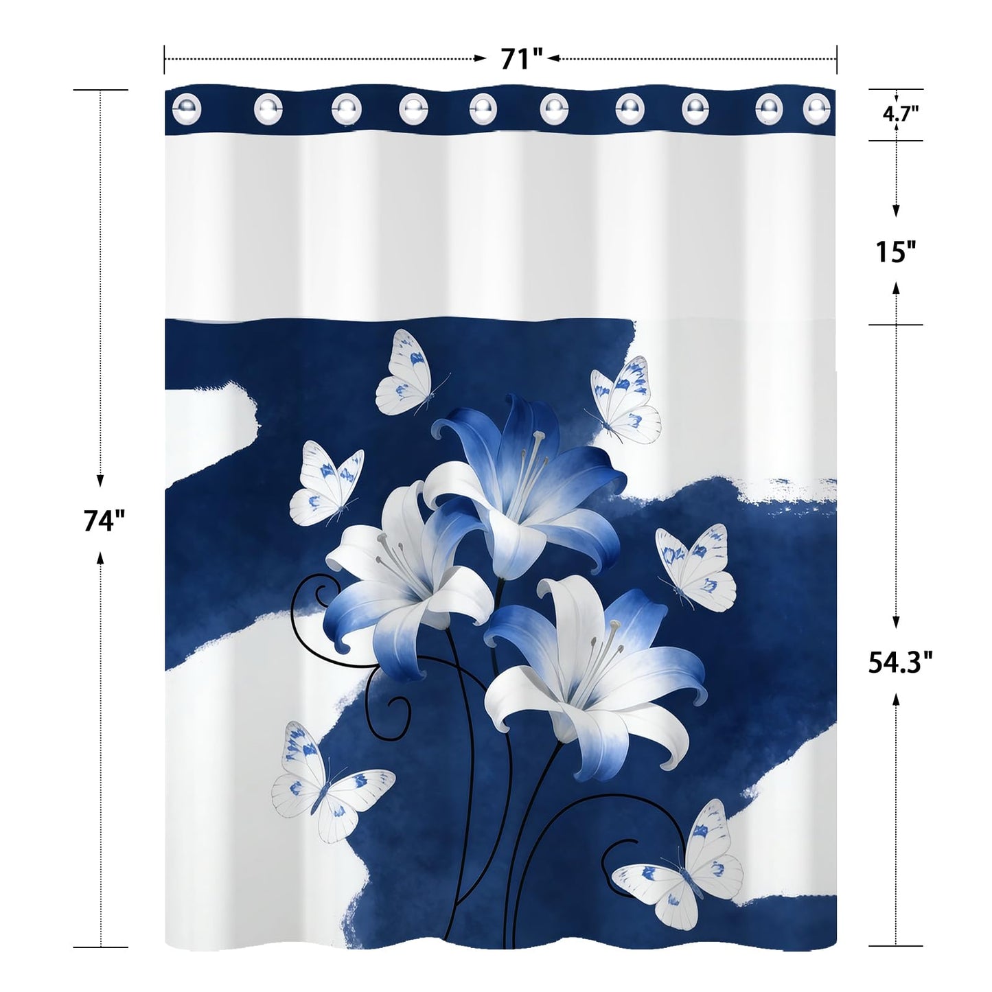 Xiazhilaio No Hook Modern Shower Curtain and Liner Set 71 x 74 Inch