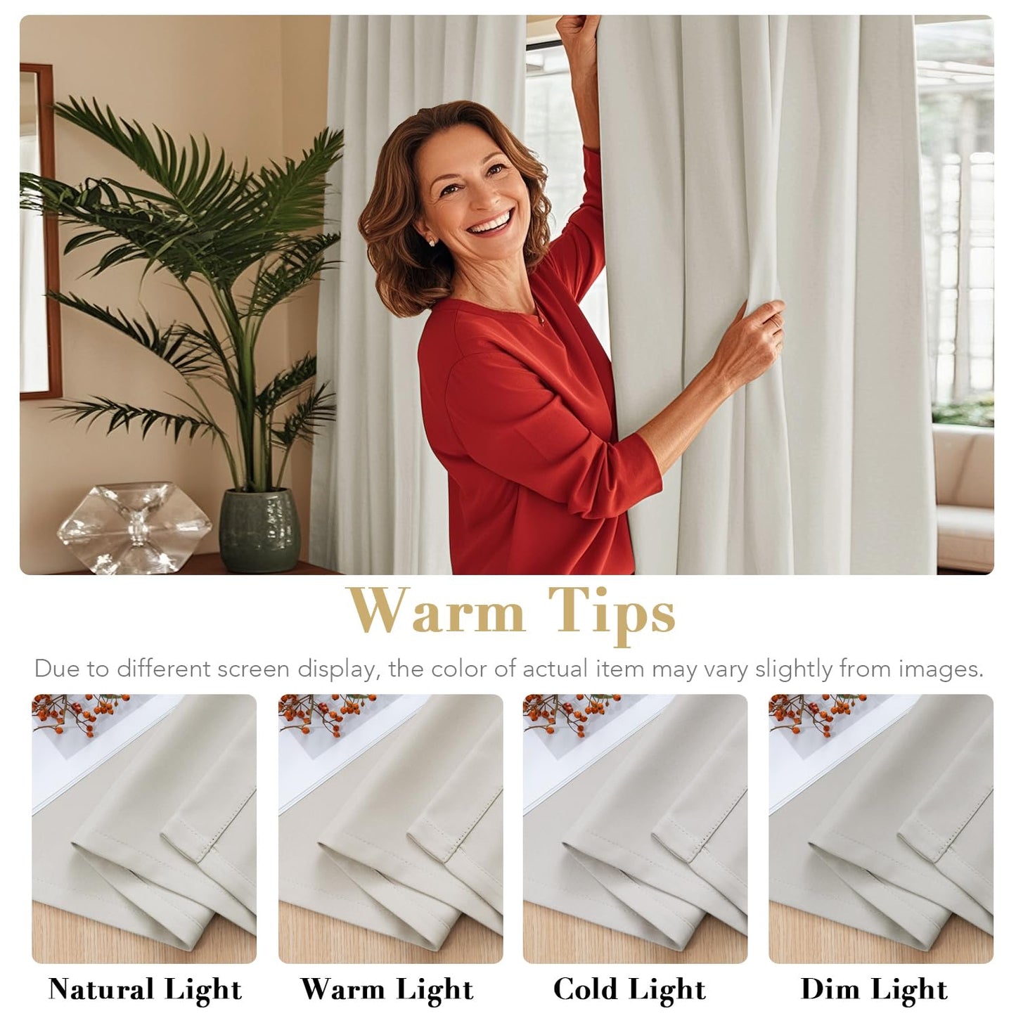 H.VERSAILTEX Blackout Curtains Thermal Insulated Window Treatment Panels Room Darkening Blackout Drapes for Living Room Back Tab/Rod Pocket Bedroom Draperies, 52 x 84 Inch, Ivory/Cream, 2 Panels