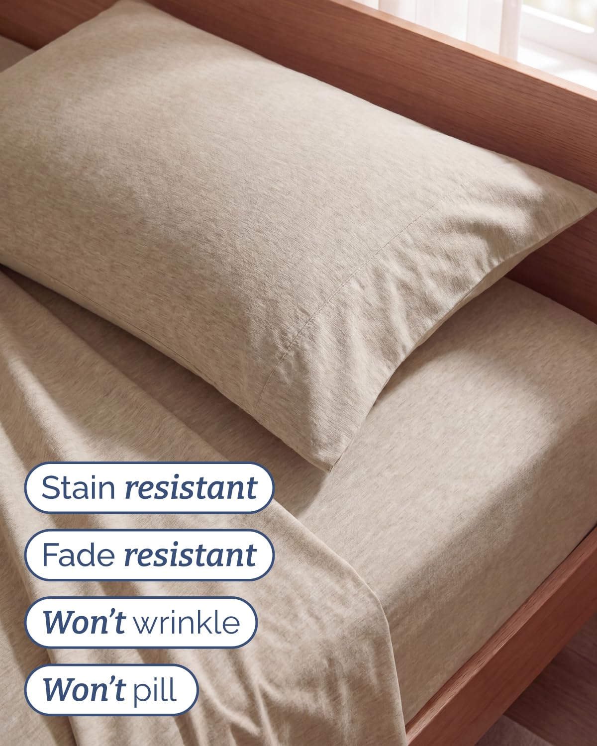 Twin Size 3 Piece Sheet Set - Comfy Breathable & Cooling Sheets - Hotel Luxury Bed Sheets for Women & Men - Deep Pockets, Easy-Fit, Soft & Wrinkle Free Sheets - Heathered Beige Oeko-Tex Bed Sheet Set