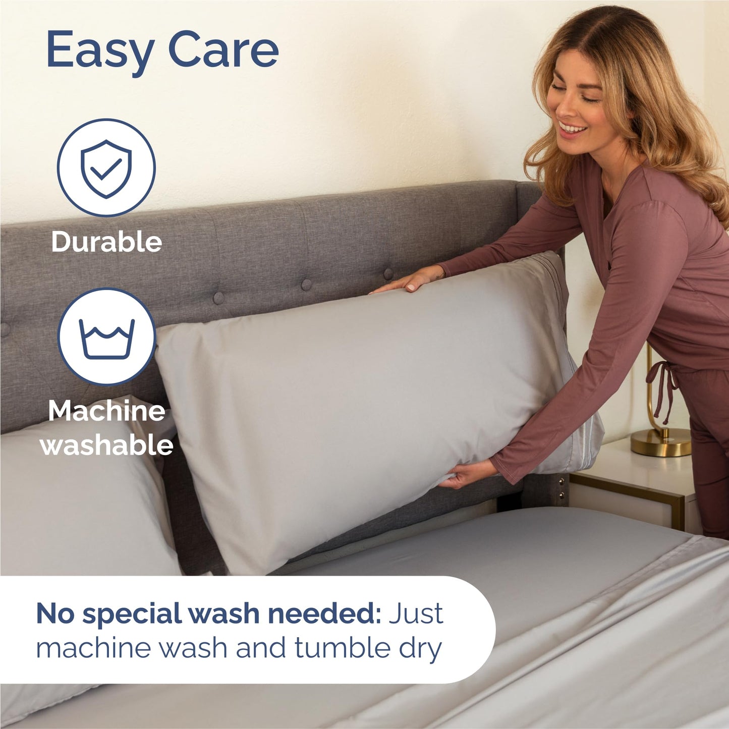 King Size 4 Piece Sheet Set - Comfy Breathable & Cooling Sheets - Hotel Luxury Bed Sheets for Women and Men - Deep Pockets, Easy-Fit, Soft and Wrinkle Free Sheets - Light Grey Oeko-Tex Bed Sheet Set