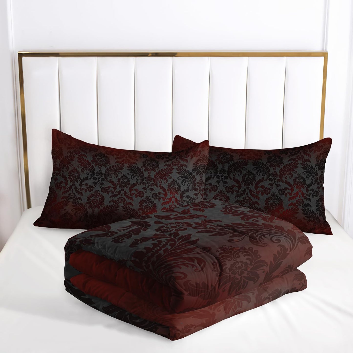 lneffble Paisley Floral Comforter Full Size,Gothic Kids Comforter Set,3Pcs Bedding Set Printed Comforter with 2 Pillowcases,Down Alternative,Soft and Lightweight,for All Seasons