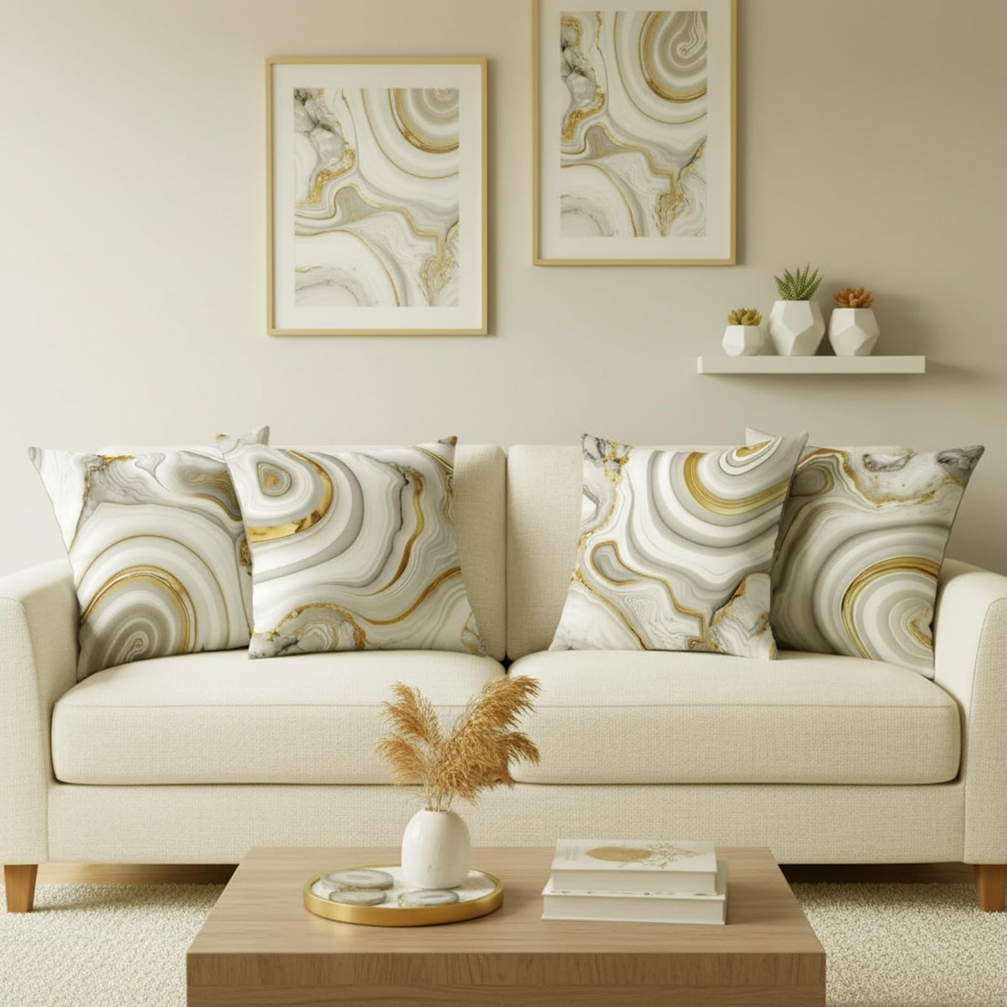 18 x 18 inch Set of 4 Decorative Pillow Covers Grey Marble Texture Throw Pillow Covers Living Room Decor Square Cushion Covers for Modern Styles Abstract Home Bedroom Couch Chair Sofa Pillow Cases
