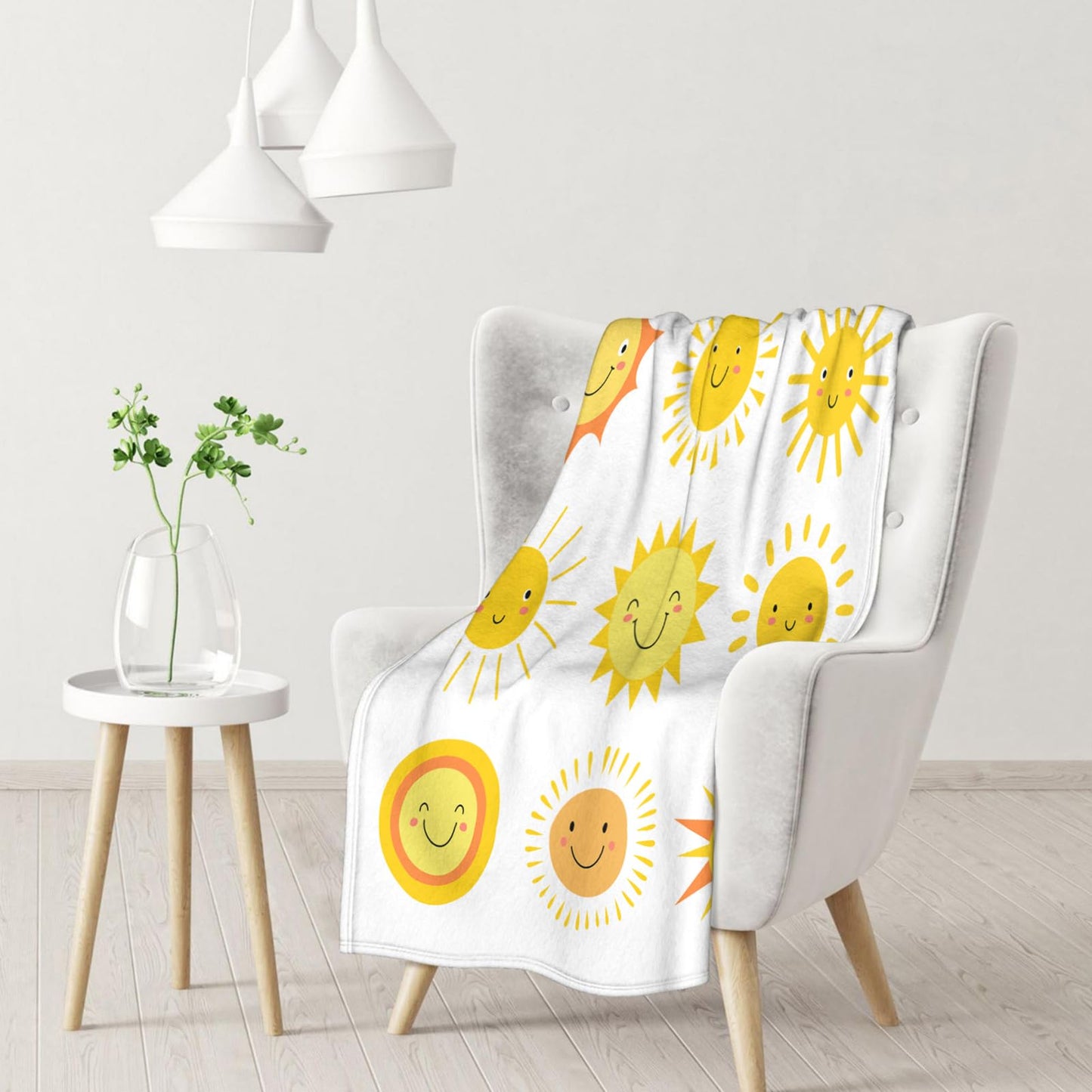 Throw Blanket 50x60 Inch,Funny Summer Sunshine Cozy Soft Lightweight Fuzzy Flannel Blanket Suitable for Couch Bed Sofa Living Room in All Seasons