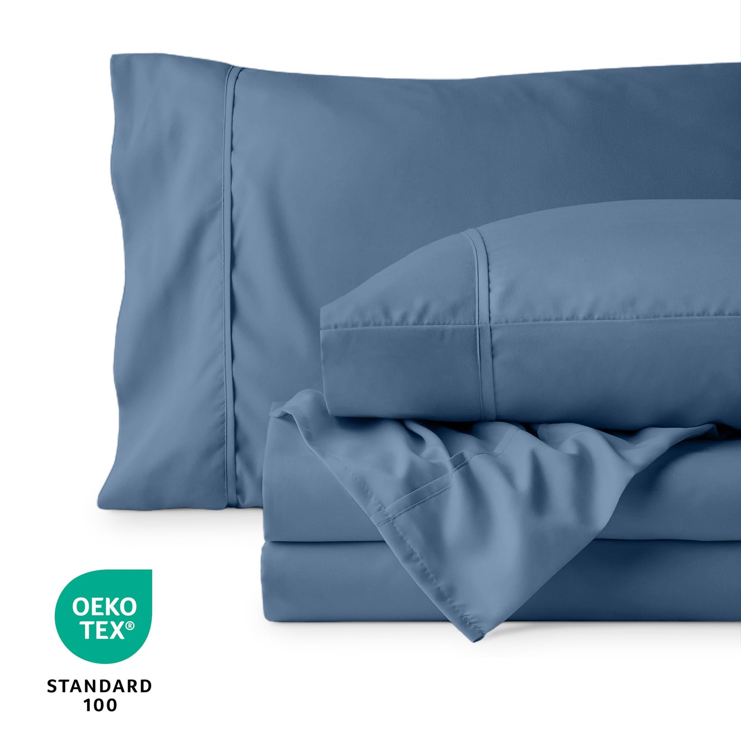 Bare Home Twin XL Sheet Set - 22'' Deep Pockets - Luxury 1800 Ultra-Soft Microfiber - Double Brushed - Easy Fit - 3 Piece Set - Bedding Sheets & Pillowcases (Twin XL, Coronet Blue)