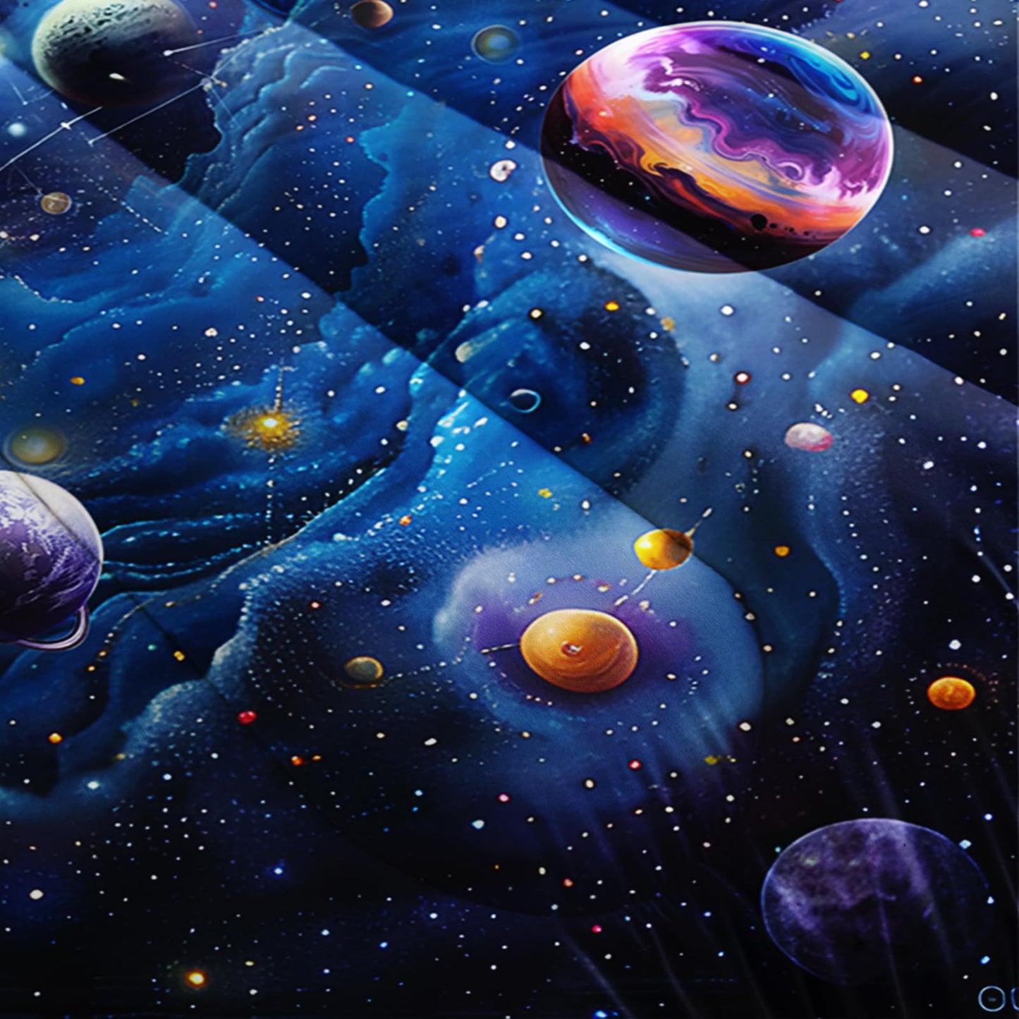 lneffble Twin Size Galaxy Comforter Set for Kids，Outer Space Themed Twin Bedding Sets for Boys，Boys Twin Quilt Set Space，Galaxy Themed Bedroom Decor