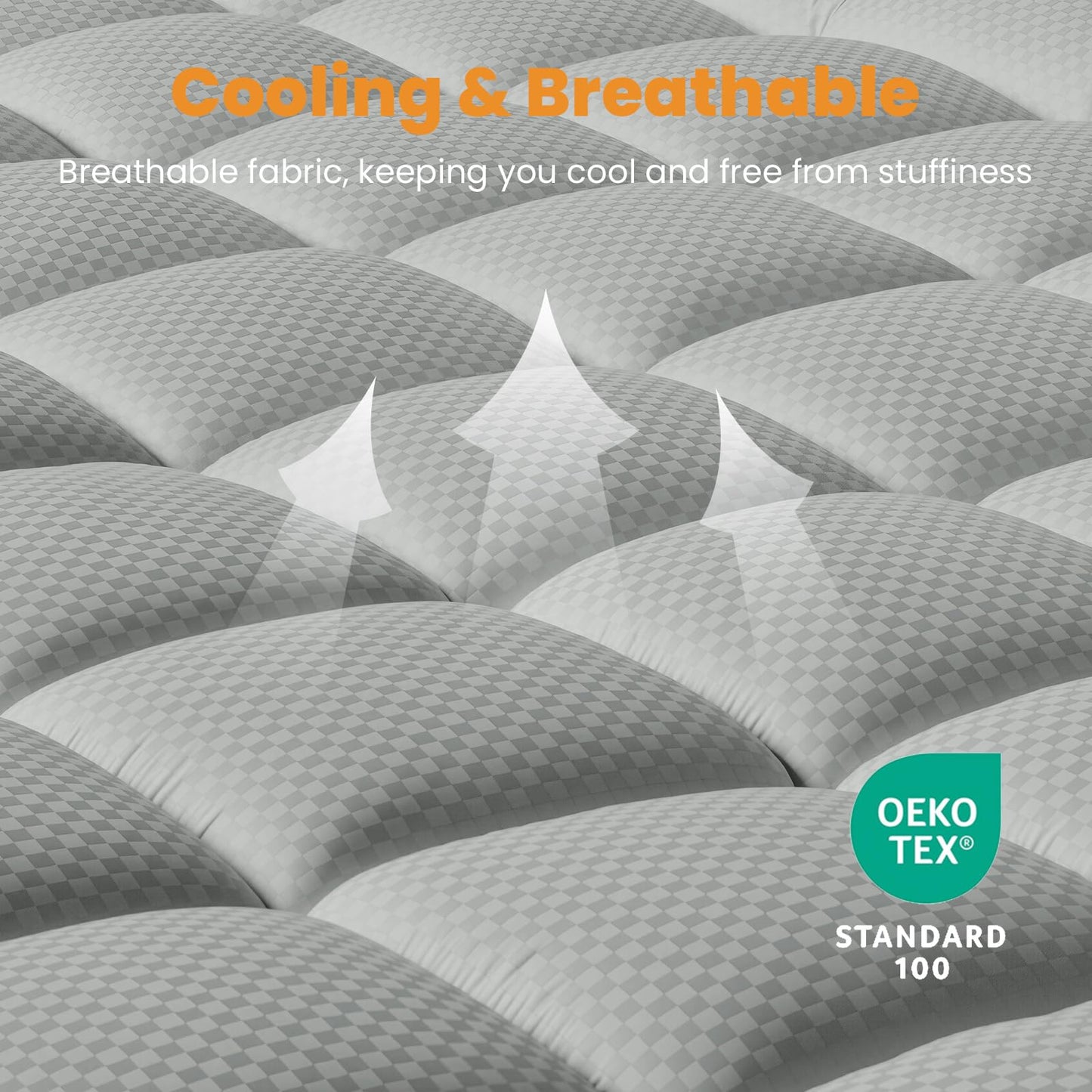 MATBEBY Queen Size Mattress Pad - Cooling Breathable Mattress Topper, Quilted Fitted Mattress Protector, Pillow Top Mattress Cover with 8-21" Deep Pocket, Machine Washable, Light Grey, 60x80 Inches