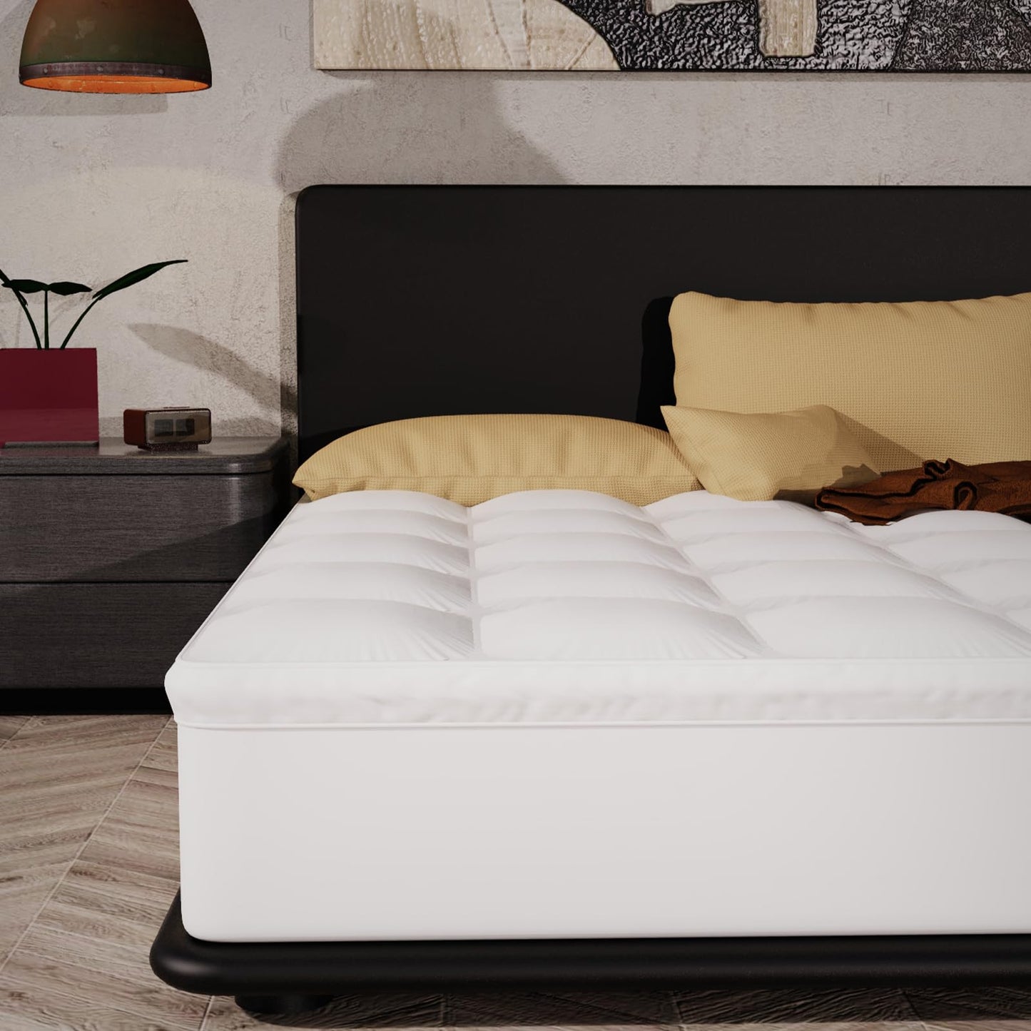 Epitex Mattress Topper King Size, Extra Thick and Soft Fluffy Pillow Top Mattress Pad for King Size Bed, Breathable and Supportive for Back Pain, 8-16'' Deep Elastic Pocket, Skid-Proof Bottom, White