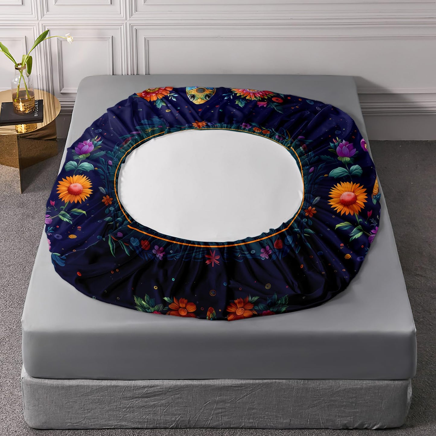 AILONEN Sea Turtle Fitted Sheet Set Twin,Colorful Floral Turtle Bed Sheet Set for Girls Women,Beautiful Flowers Ocean Animal Deep Pocket Sheets with 2 Pillowcases,3-Piece