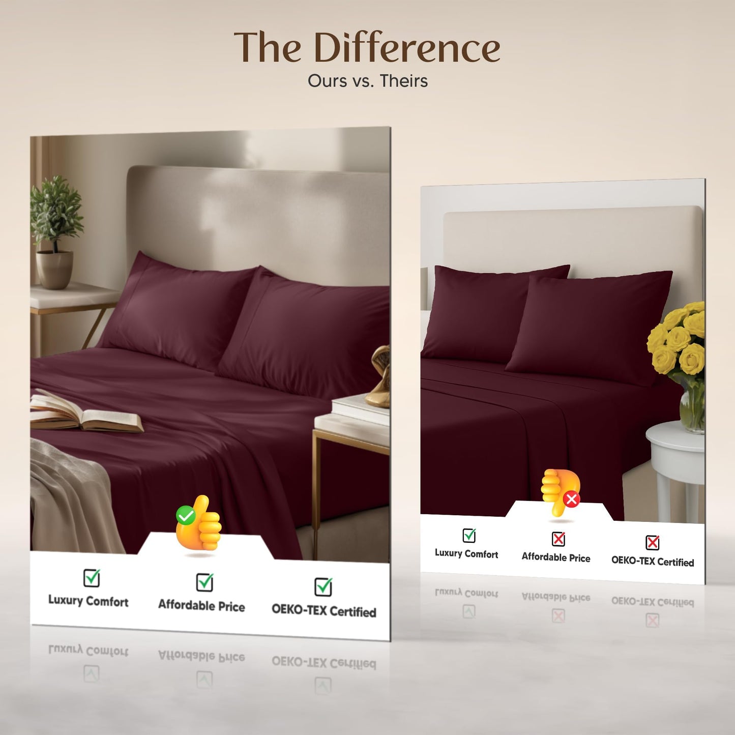 Utopia Bedding Twin Sheet Set – 3 Piece Bed Sheets for Twin Size Bed, Soft and Breathable Microfiber, Includes 1 Fitted Sheet, 1 Flat Sheet and 1 Pillowcase – Oeko Tex (Burgundy)