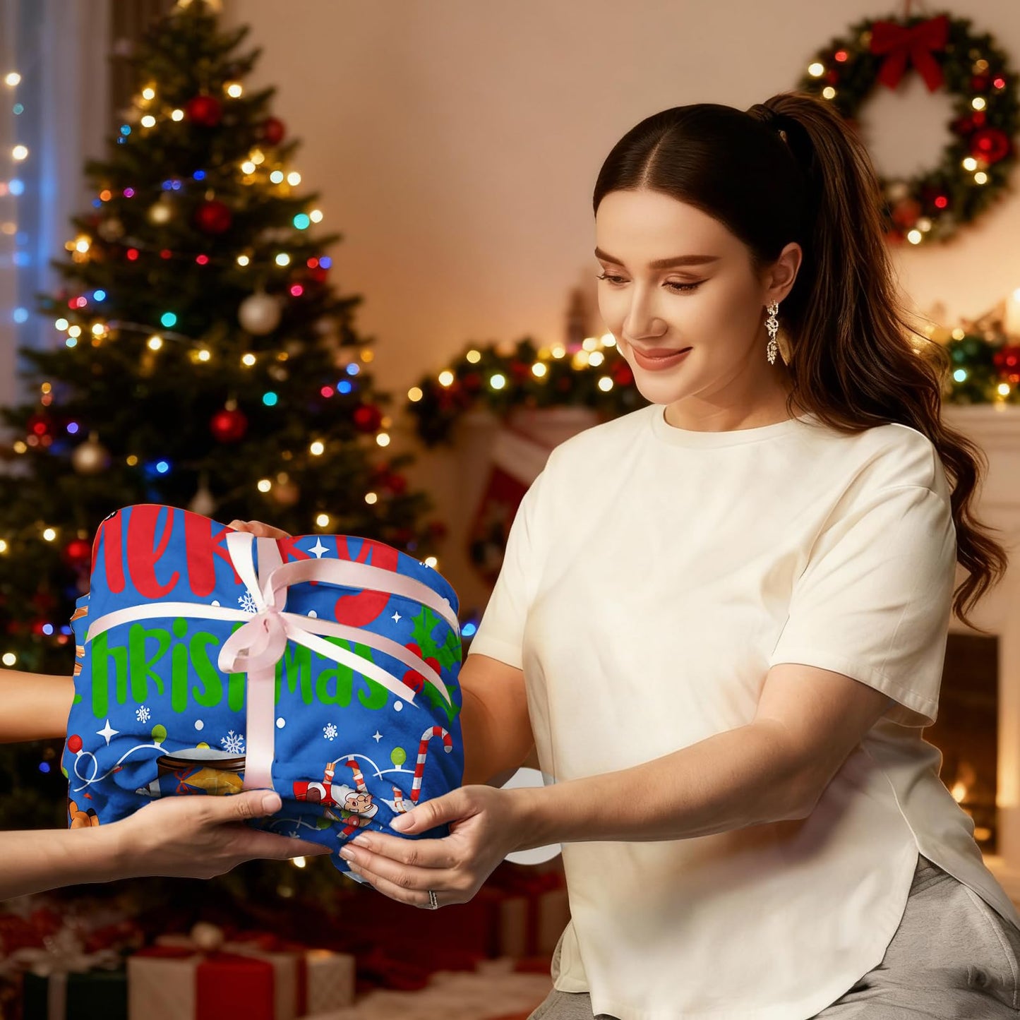 COMFAR Blue Cute Christmas Blankets and Throws for Adults/Women/Boys/Kids, Holiday Fleece Throw Blanket for Couch/Sofa, Holiday Decor, Christmas Decorations/Gifts 40"x 60"