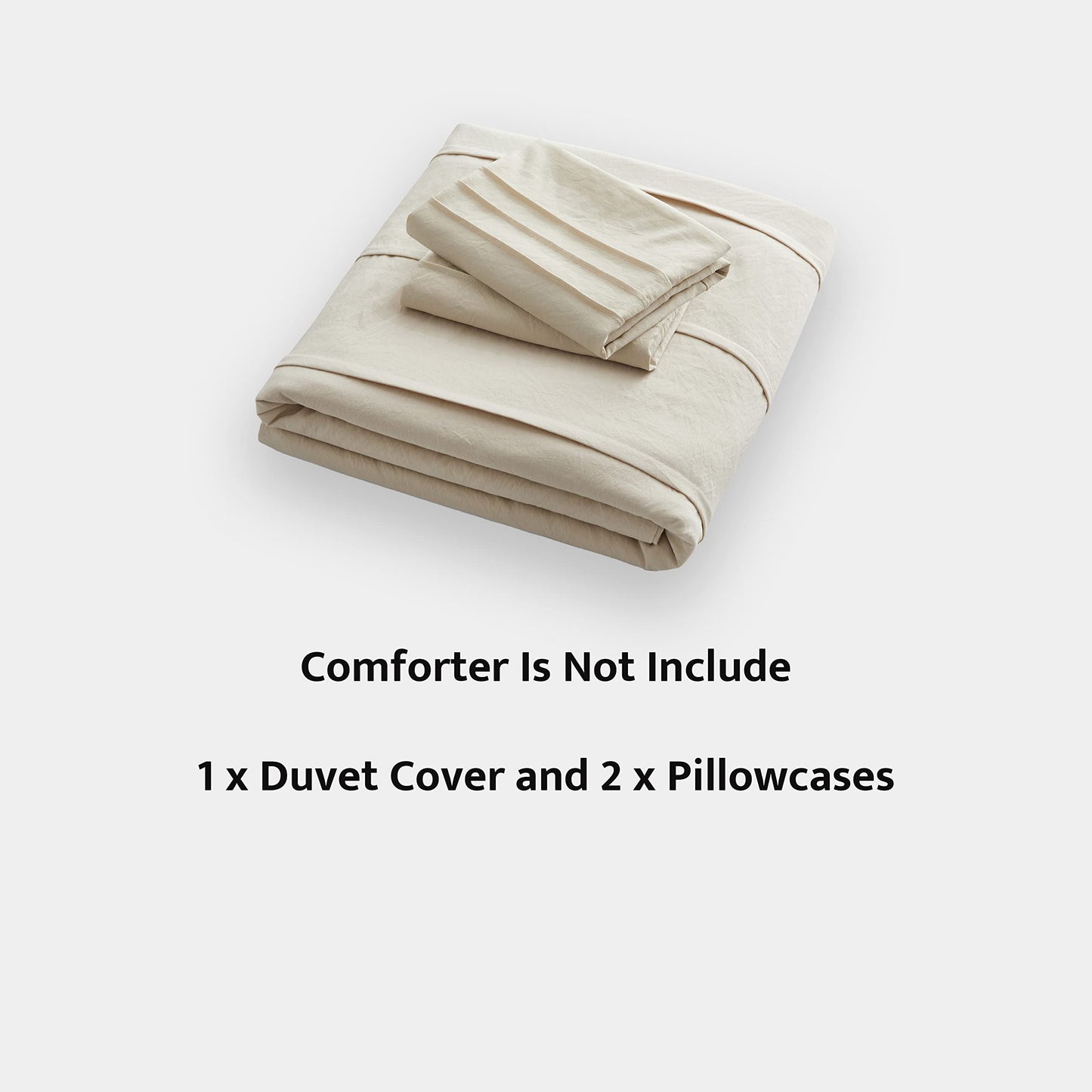 Oli Anderson Beige Duvet Cover King Size - Pleated King Duvet Cover, 3PCS Soft and Breathable Textured Bedding Set with Zipper Closure(Beige,104"x90")