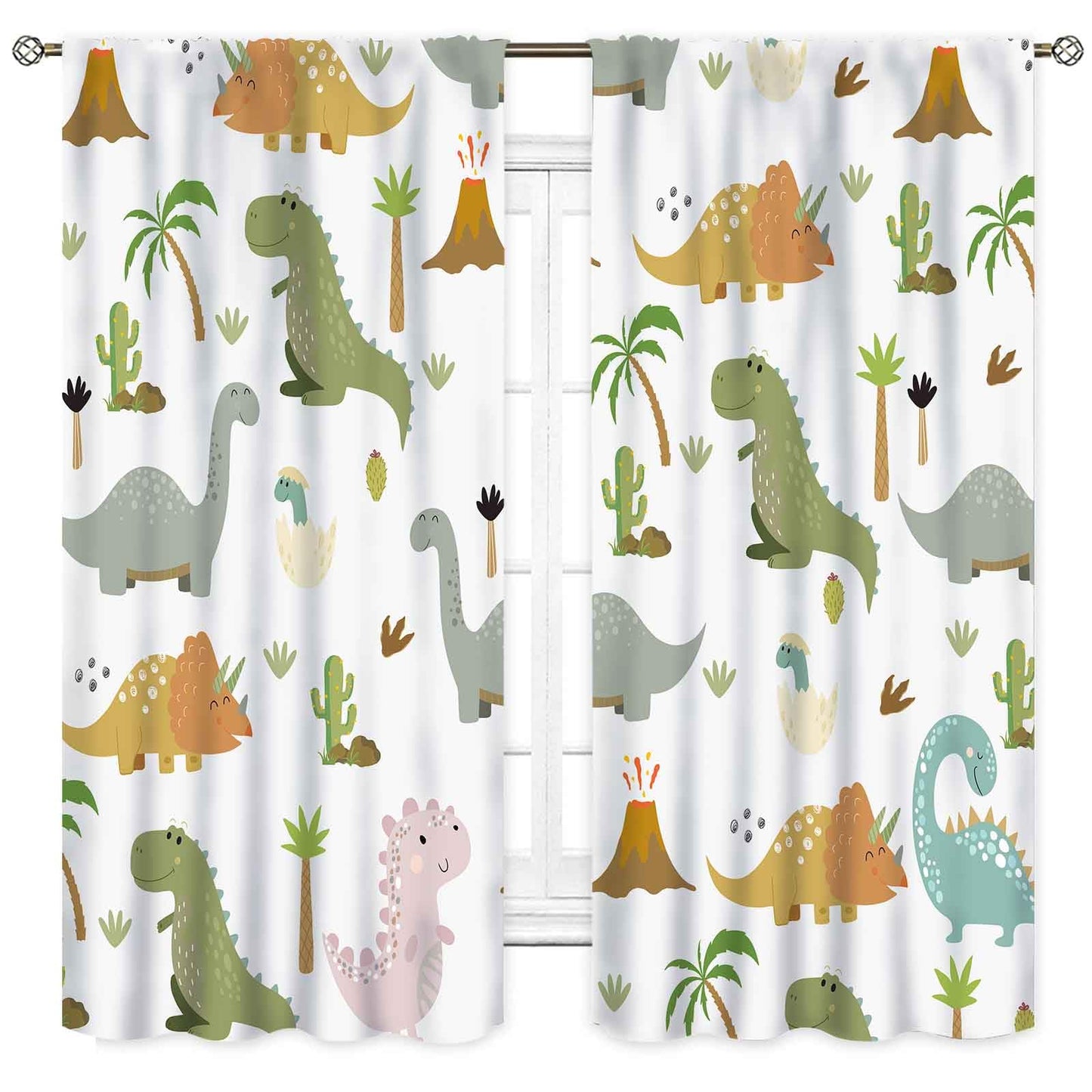 Dinosaur Curtains for Boys Room, Cartoon Dino Cute Safari Animal Printed Baby Kids Room Decor Blackout Window Drapes Treatments for Children Nursery Bedroom Living Room 2 Panel Sets, 42"x45" Inch