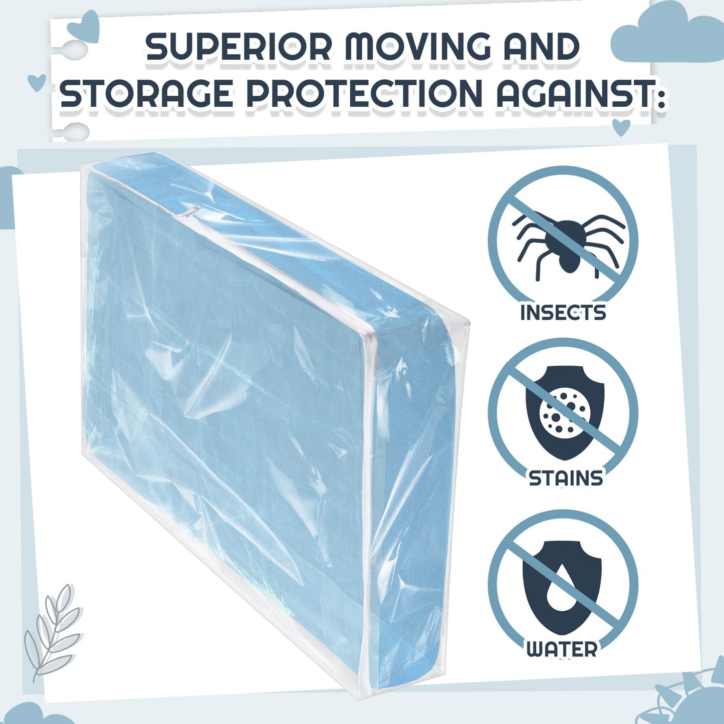 Colingmill 1 Pcs Crib Mattress Storage Bag with Zipper, 4+ Mil Clear Plastic Waterproof Crib Mattress Bag for Moving and Storage, 52.5x28x6.5 Inches