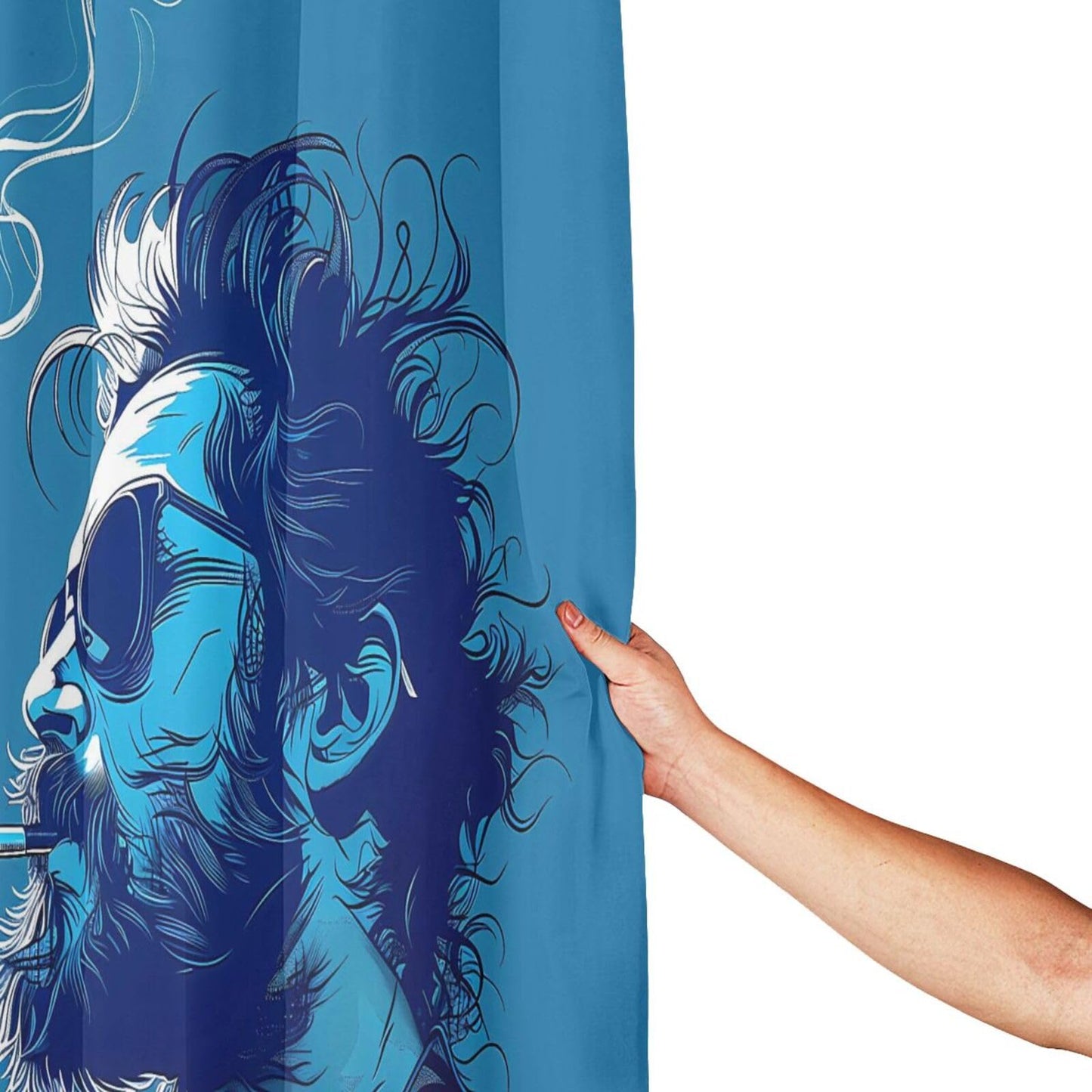 Falynth Blue Tone Cool Man Character Waterproof Fabric Shower Curtain 70 Inch – Machine Washable Polyester Bathroom Curtain with 12 Hooks (Metal/Plastic)