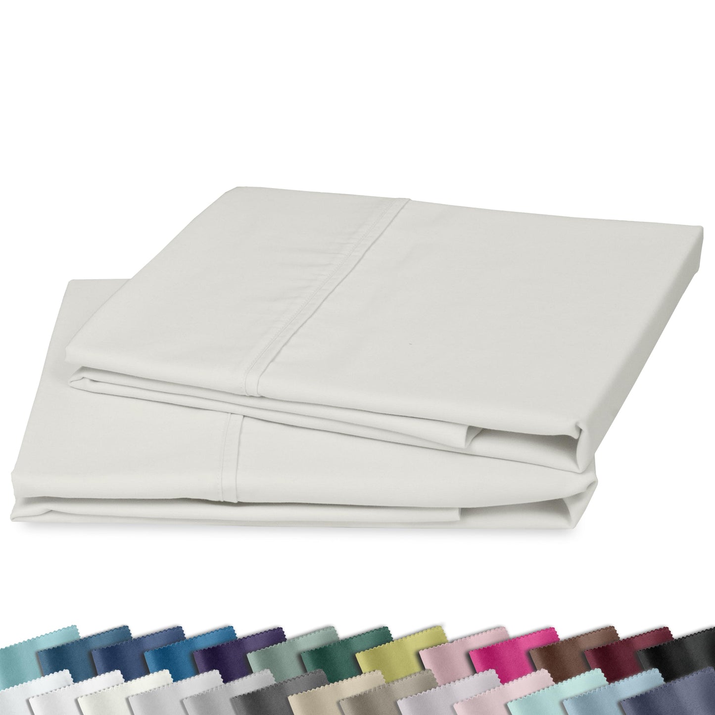 California Design Den Standard Queen Size Pillowcase Set - 400 Thread Count, 100% Cotton Sateen, Set of 2 Pillow Covers, Soft and Breathable - Ivory (Pale Tone)
