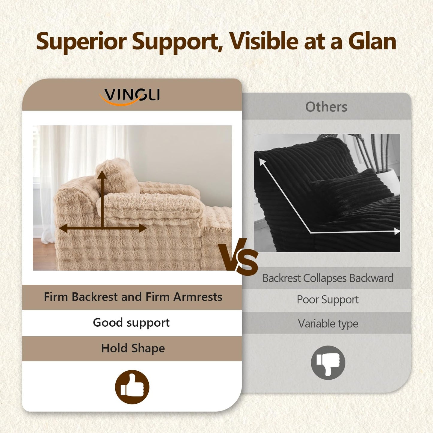 VINGLI Boneless Chaise Lounge Chair Indoor, 55.5" Deep Seat Sleeper Sofa Bed Upholstered Bubble Fleece Fabric Couches for Living Room, Bedroom, Play Room, No Assembly Required
