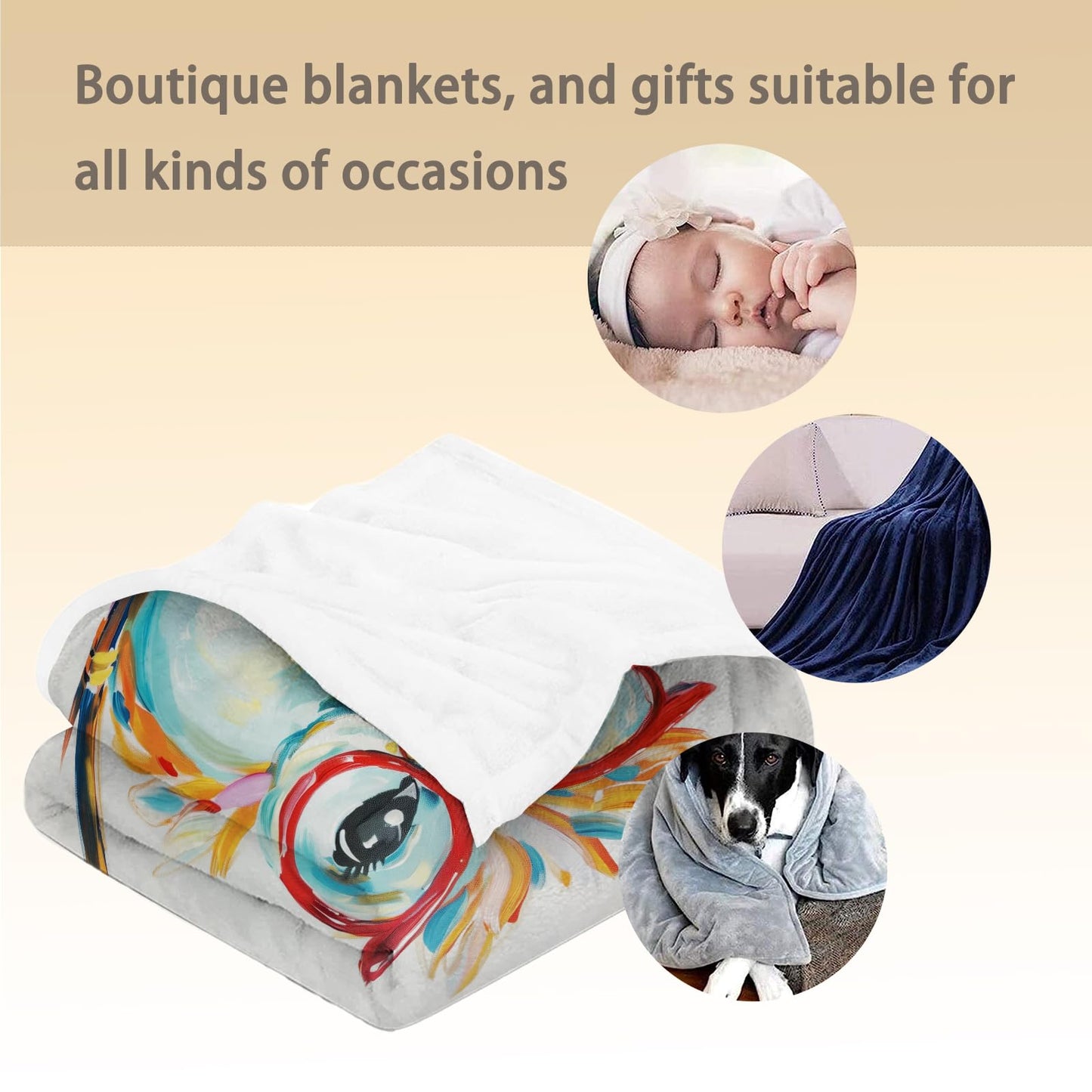 Ti Caldi Owl Blanket - Ultra Soft, Lightweight Flannel, Fuzzy and Fluffy Throw Blankets, Perfect for Couch, Bed, Travel, Outdoor - Cozy Home Decor, for Adults Kids Women Boys Girls 60×50 in