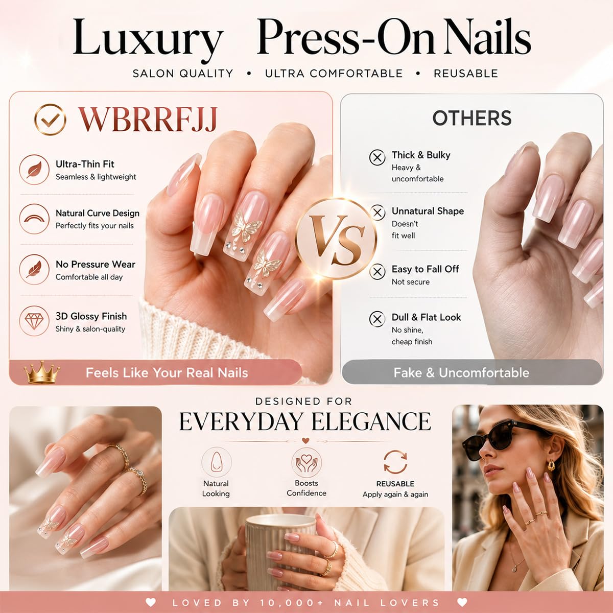 30Pcs Pink Flower Press on Nails Medium Almond Fake Nails with Bow Pearl Design 3D Full Cover Artificial Glue on Nails Spring Summer False Nails Cute Stick on Nails Handmade Nail Kit for Women