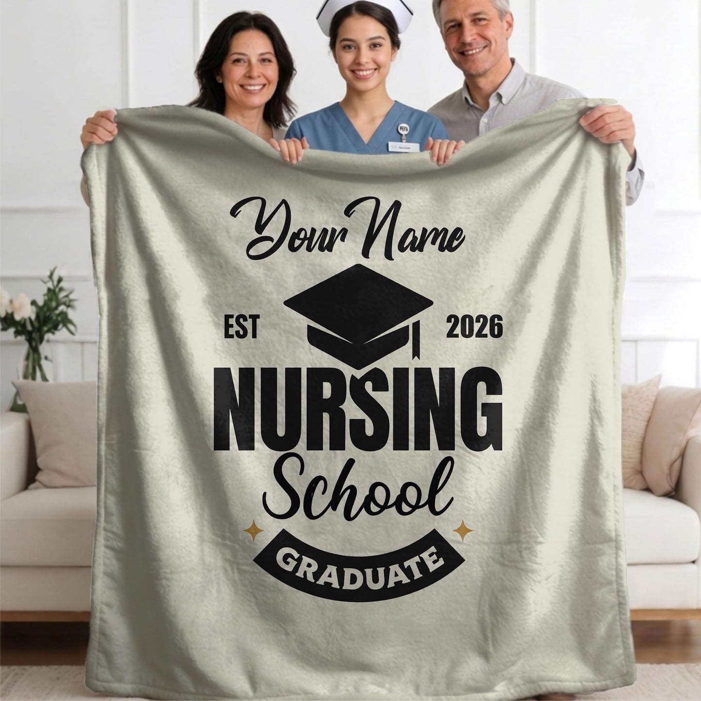 Ipplee Personalized Nurse Graduation Gift, Custom Photo & Name Blanket for Nursing Student, Class of 2026 Future Nurse Gifts, New Practical Nurses Keepsake, Soft Throw
