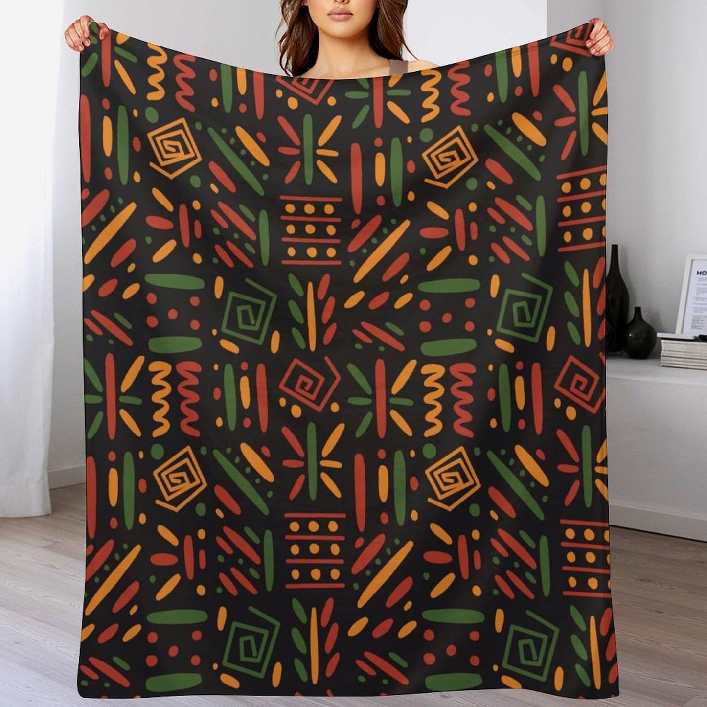 ZhiRain Traditional African Throw Blanket African Black History Month Juneteenth Blankets for Sofa Bed Couch Chair Or Dorm 50"x60"