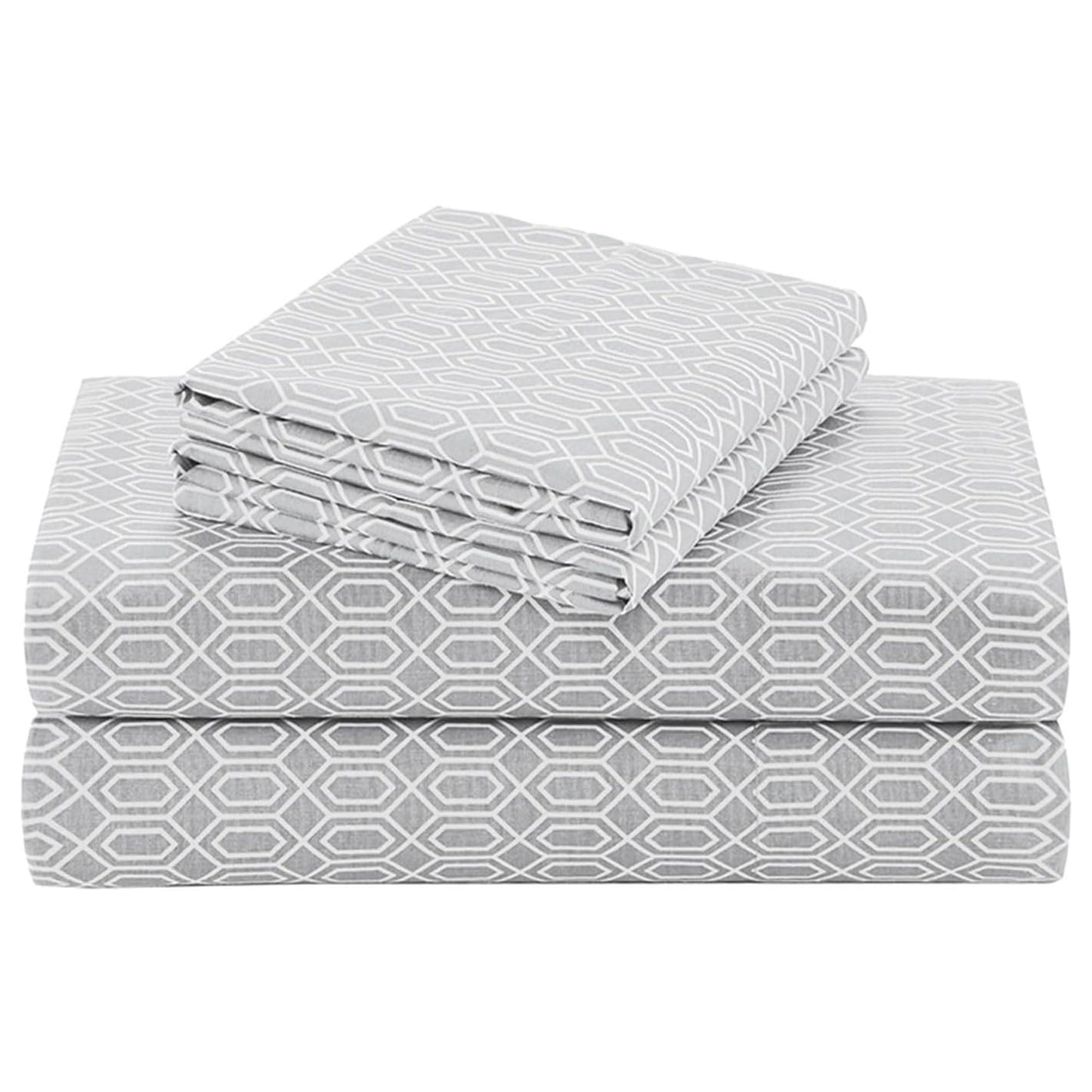 Comfort Spaces 100% Cotton Sheet Set Breathable, Lightweight, Soft with 14" Elastic Pocket Fits up to 16" Mattress, All Season Cozy Bedding, Matching Pillow Case, Cal King Diamond Taupe 4 Piece