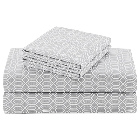 Comfort Spaces 100% Cotton Sheet Set Breathable, Lightweight, Soft with 14" Elastic Pocket Fits up to 16" Mattress, All Season Cozy Bedding, Matching Pillow Case, Cal King Diamond Taupe 4 Piece