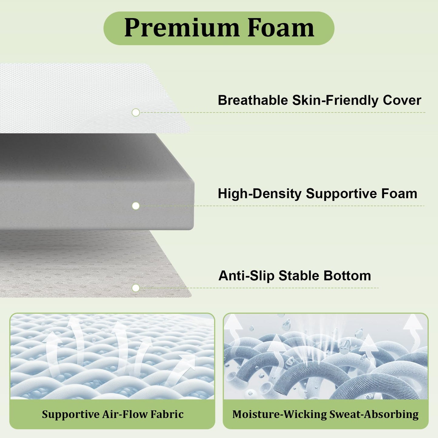 Vipbear Extra Firm Mattress Topper Twin: 3 Inch High Density Bed Topper，Extra Support for Pain Relief，Breathable Washable Soft Cover with Anti-Slip Straps，CertiPUR-US Oeko-Tex Certified 38"x 75"